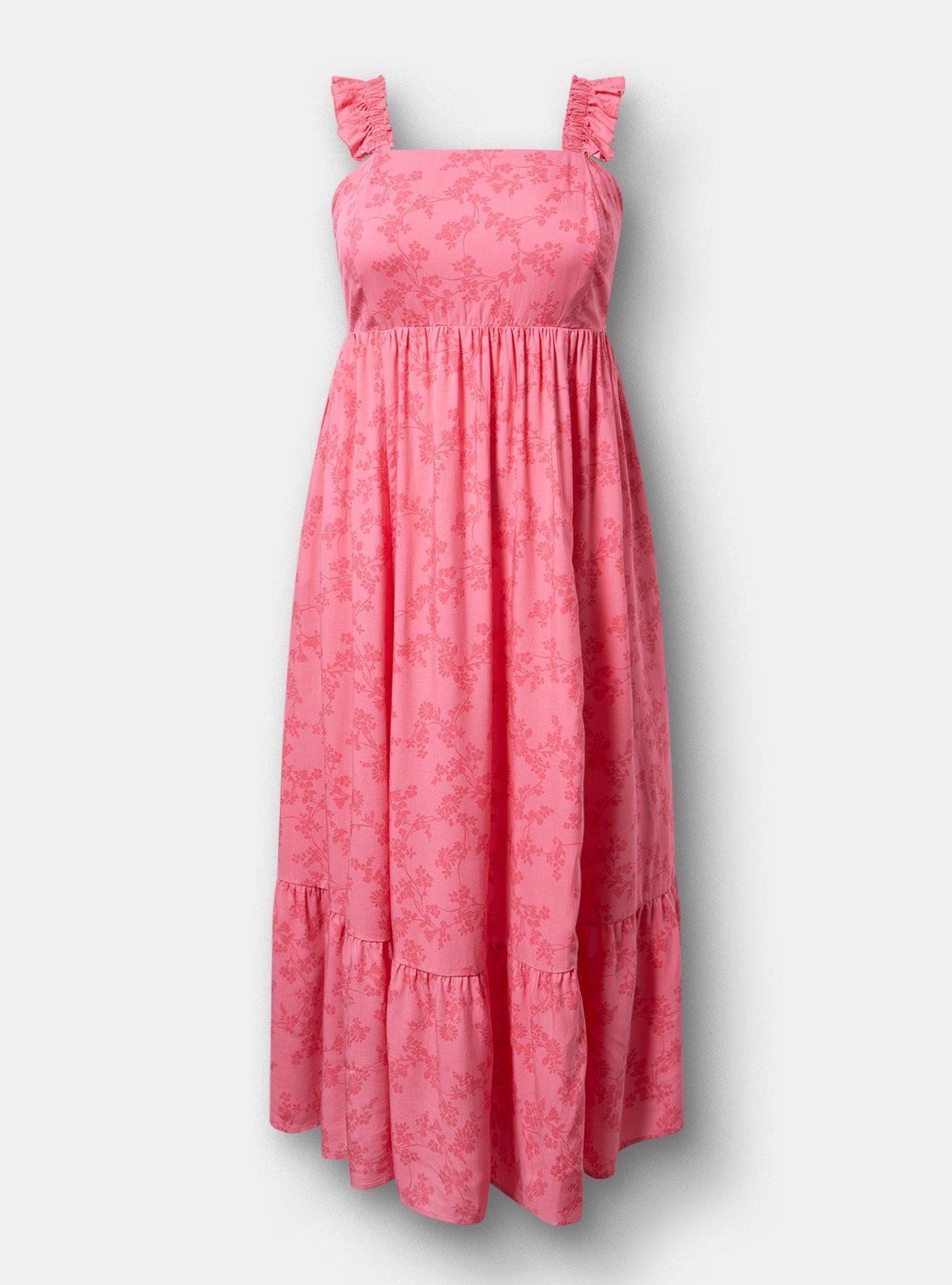 Ruffle Strap Tiered Maxi Dress, BONITA FLORAL CORAL, hi-res