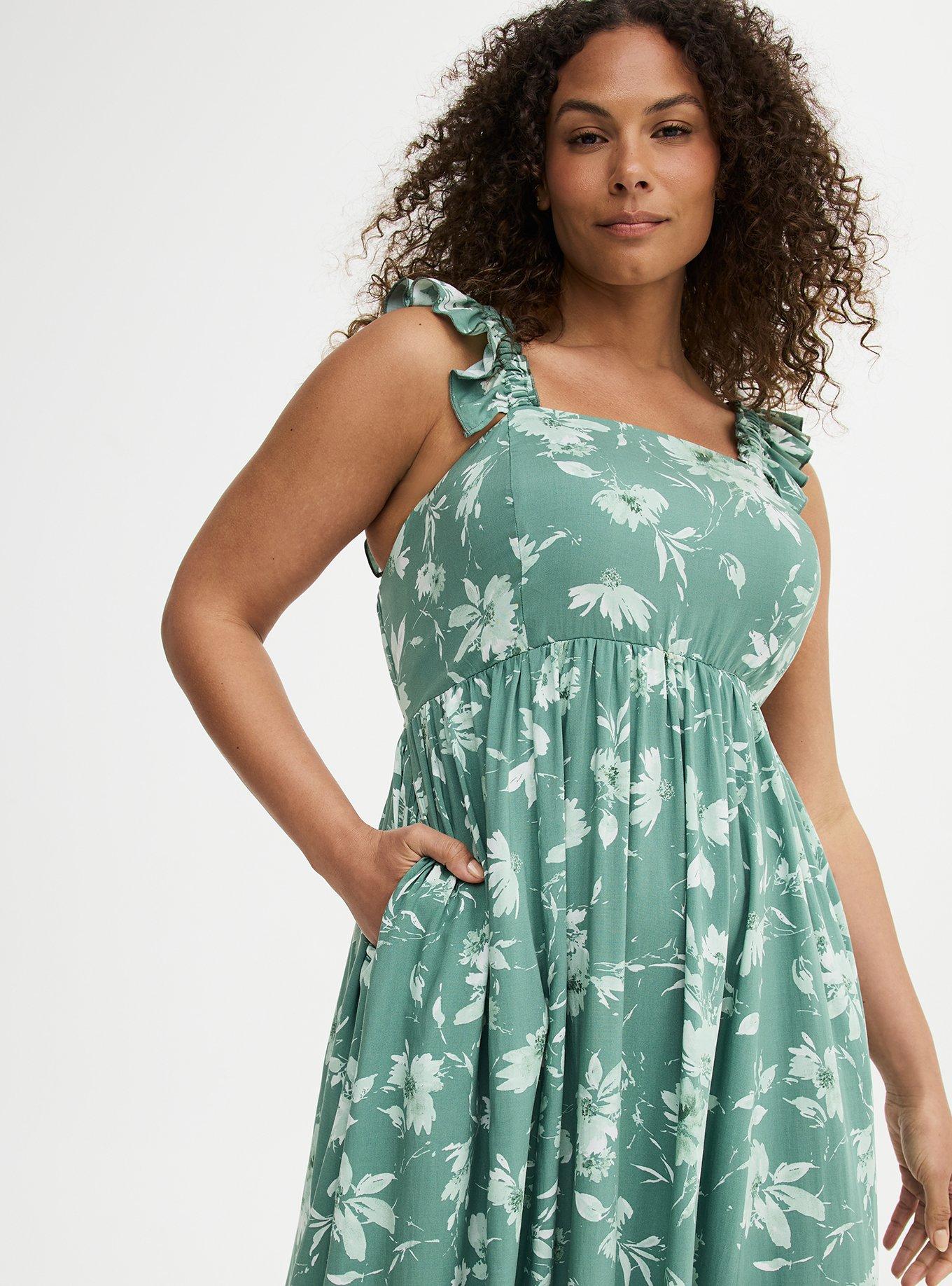 Ruffle Strap Tiered Maxi Dress, REFRESHING SUNFLOWER FLORAL GREEN, alternate
