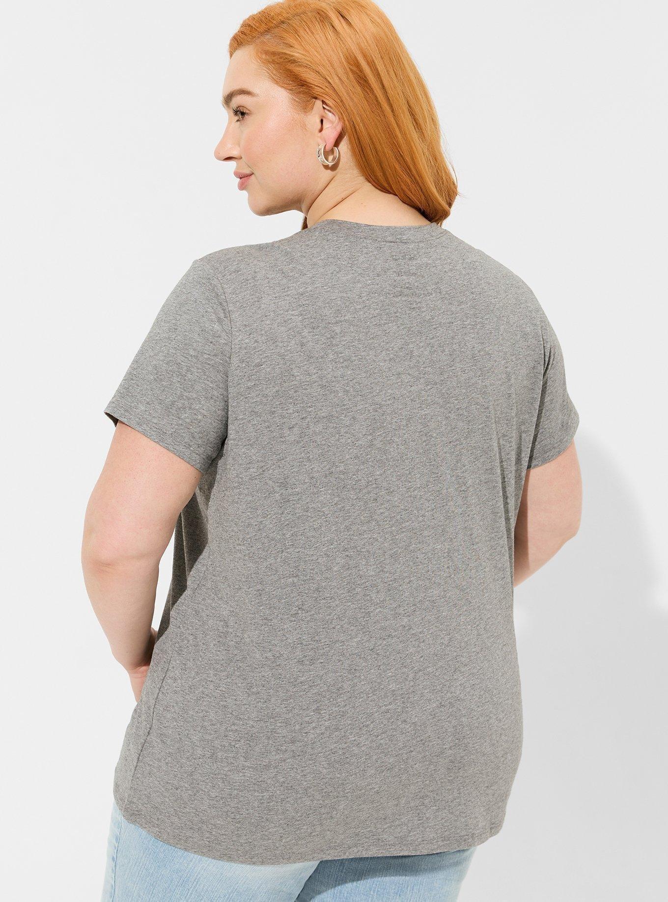 Plus Size Love Classic Fit Cotton Heart Cut Out Tee, HEATHER GREY, alternate
