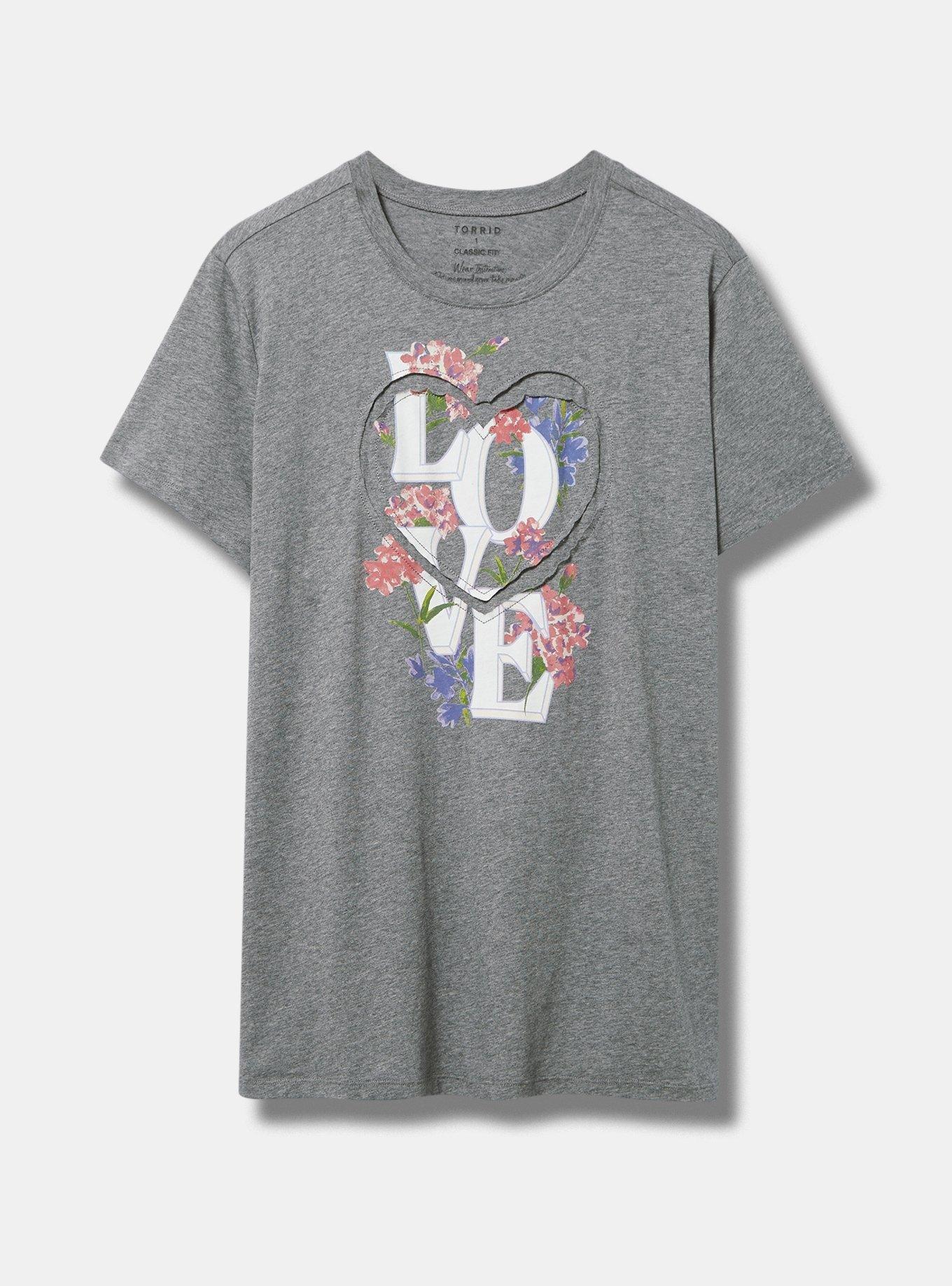 Plus Size Love Classic Fit Cotton Heart Cut Out Tee, HEATHER GREY, hi-res