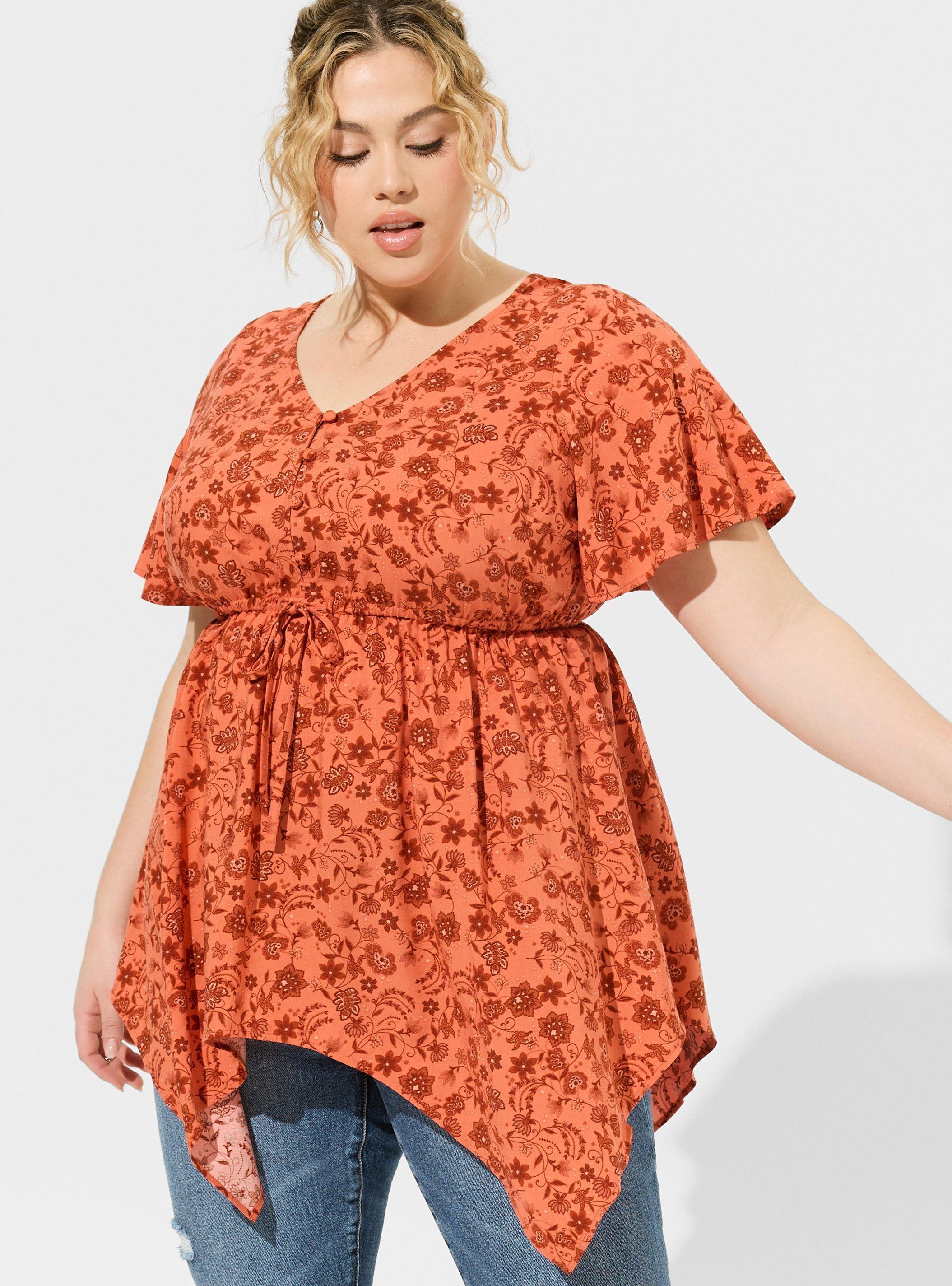 Babydoll Challis Sharkbite Flutter Sleeve Top