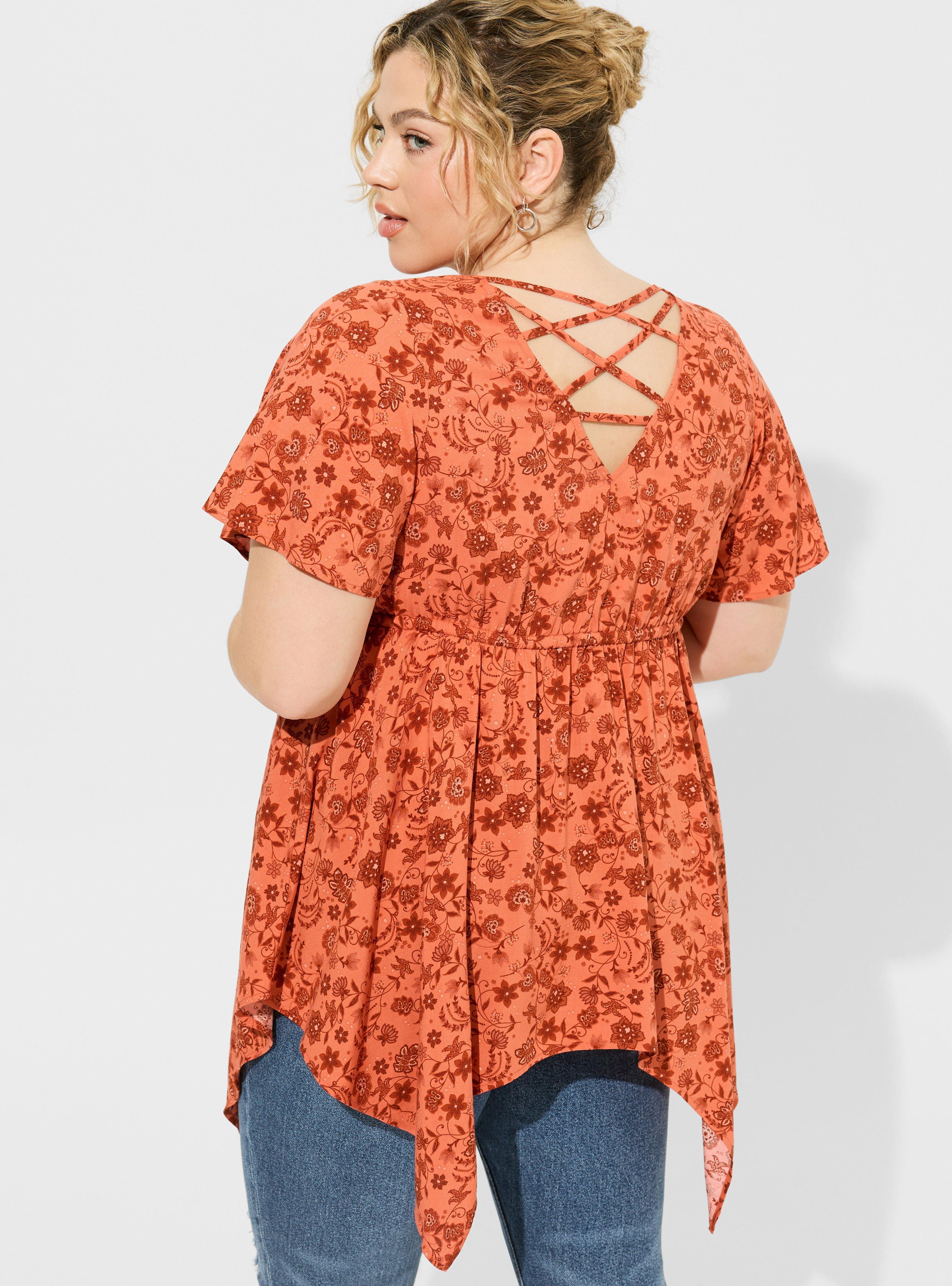 Babydoll Challis Sharkbite Flutter Sleeve Top