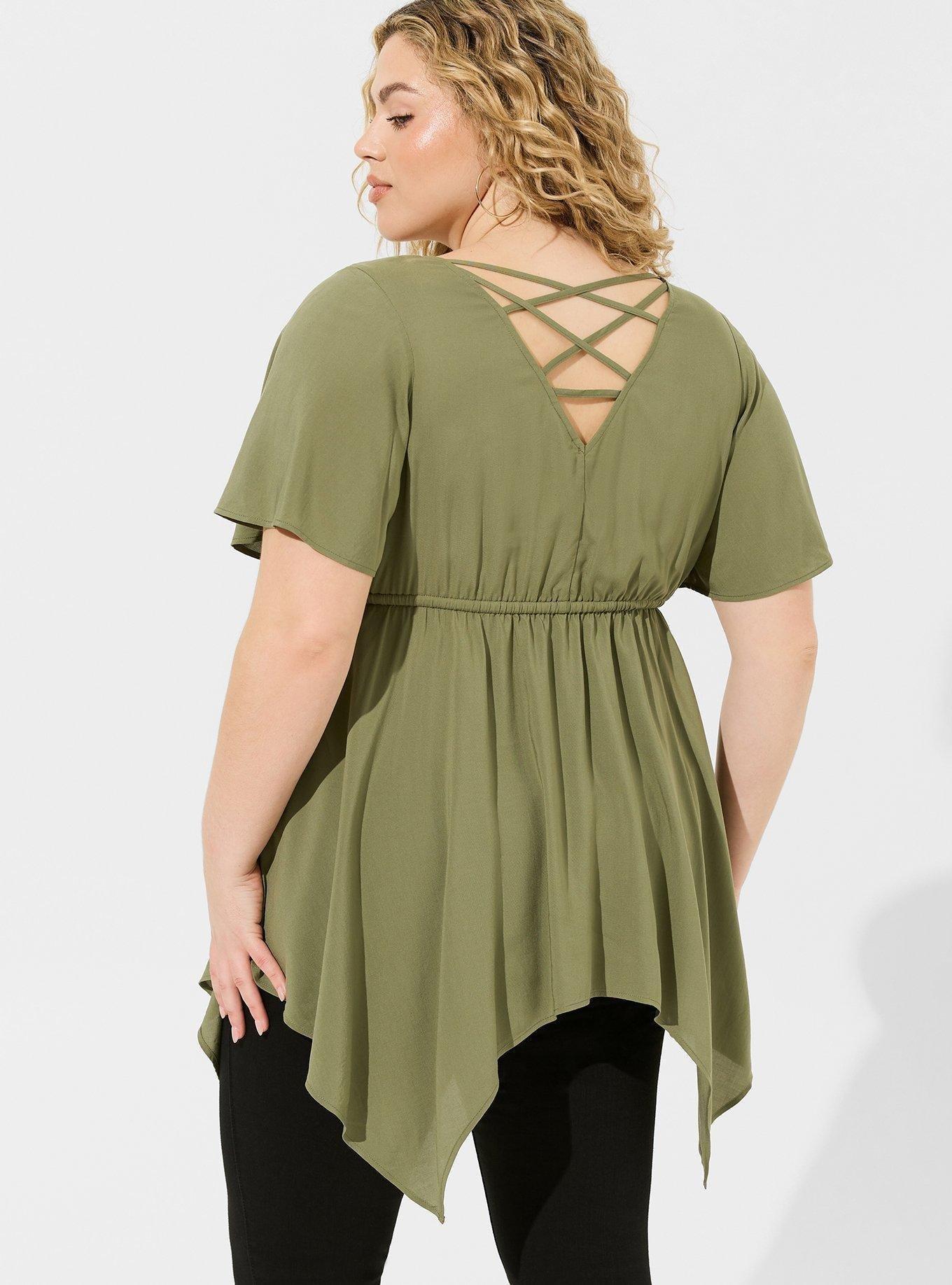 Babydoll Challis Sharkbite Flutter Sleeve Top