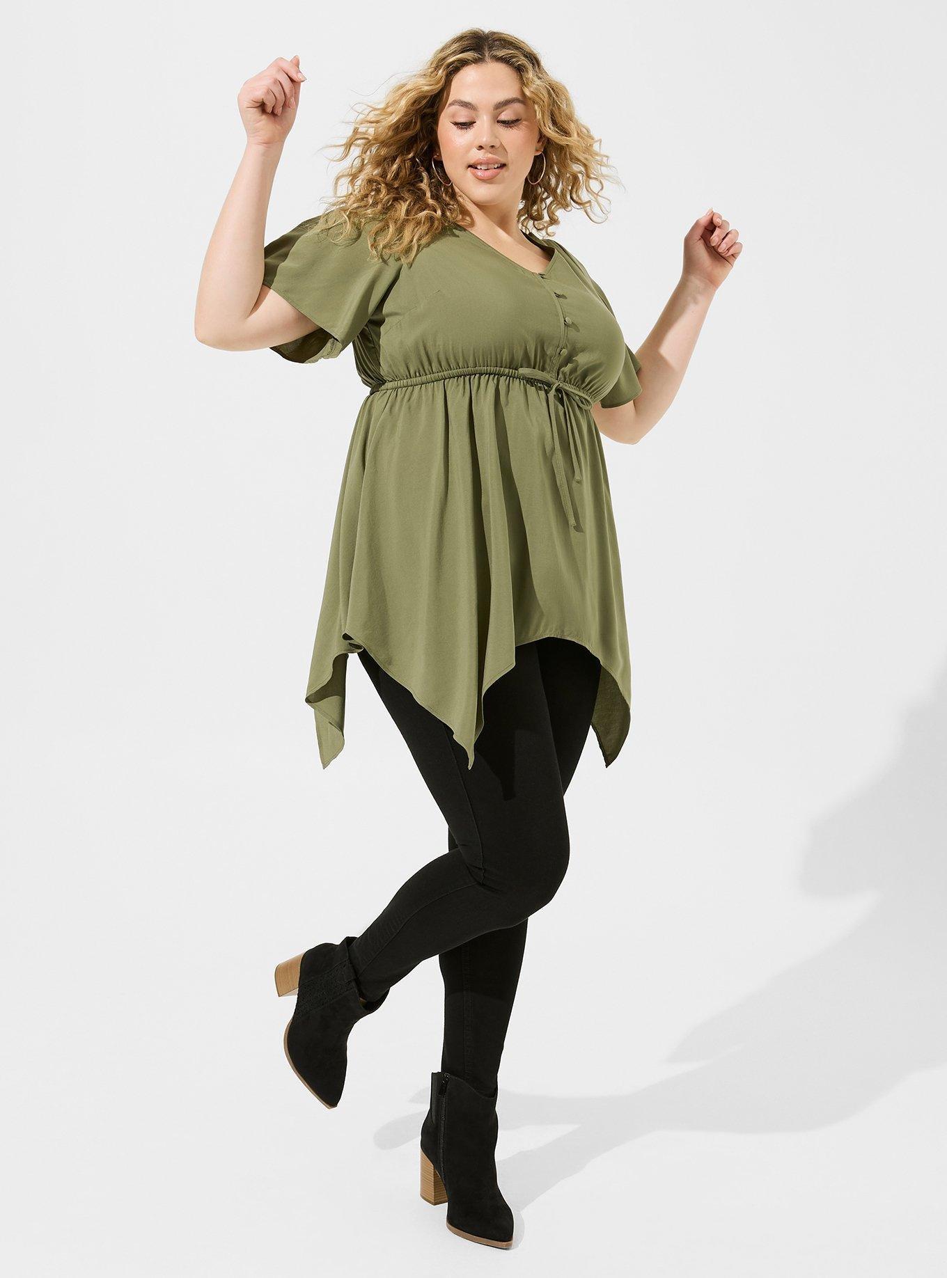 Babydoll Challis Sharkbite Flutter Sleeve Top