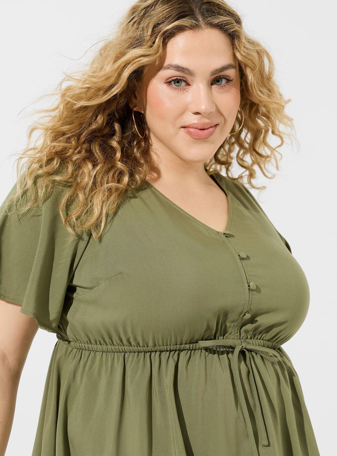 Babydoll Challis Sharkbite Flutter Sleeve Top