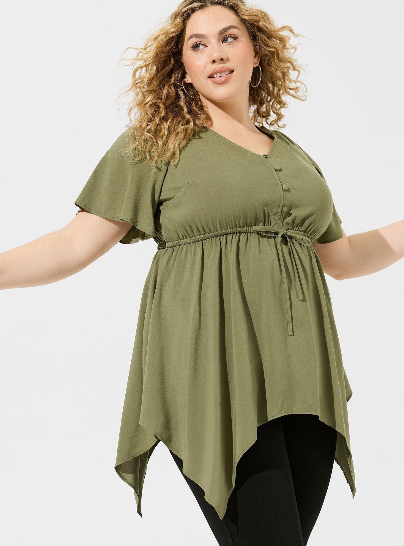 Babydoll Challis Sharkbite Flutter Sleeve Top