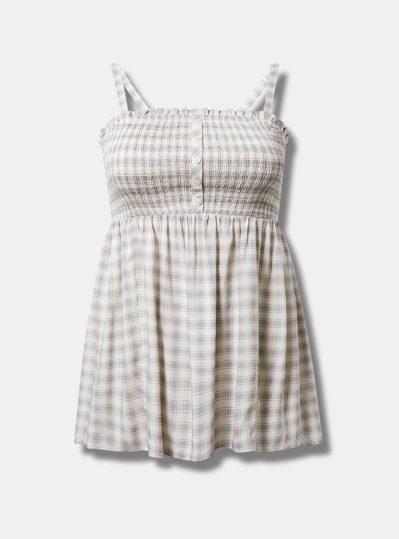 Babydoll Challis Smocked Sleeveless Top