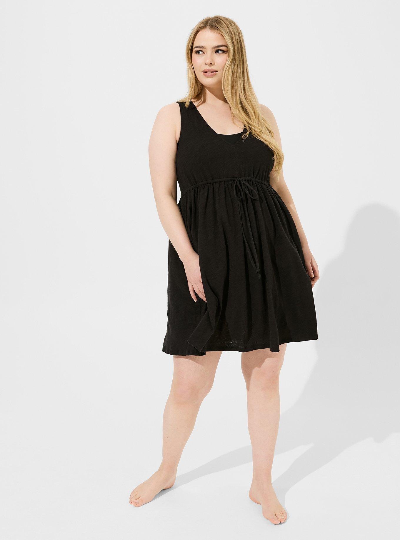 Plus Size - Mini Cotton Slub Front Tie Cover-Up Dress - Torrid