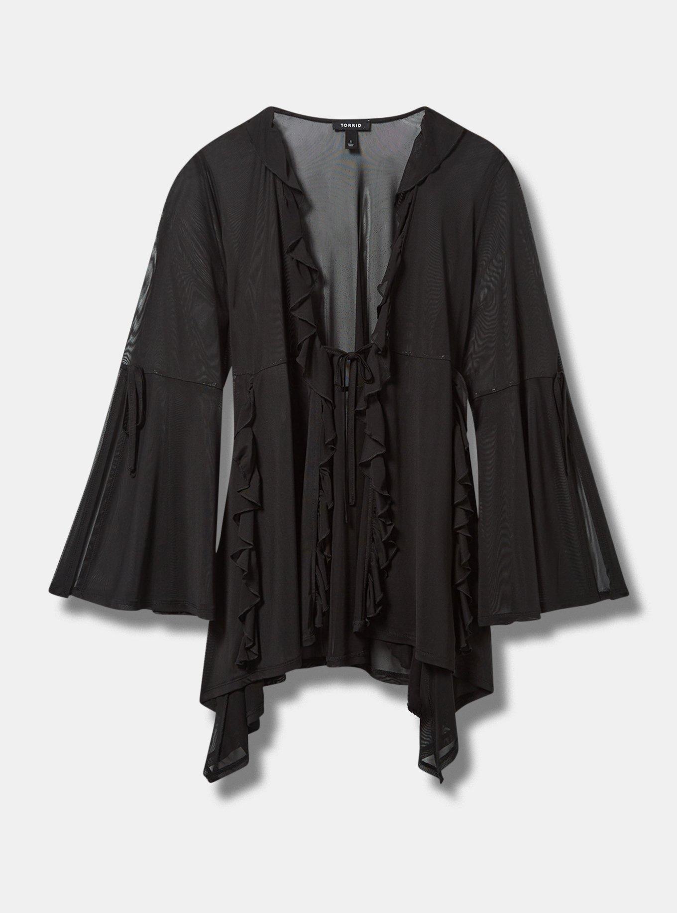 Mesh Tie Front Kimono