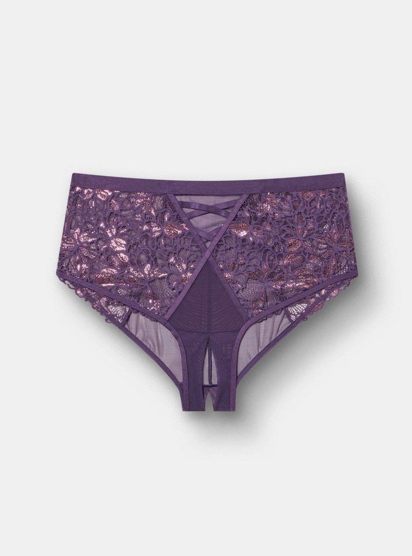Moody Butterflies Mid-Rise Split Gusset Cheeky Panty, BLACKBERRY, hi-res