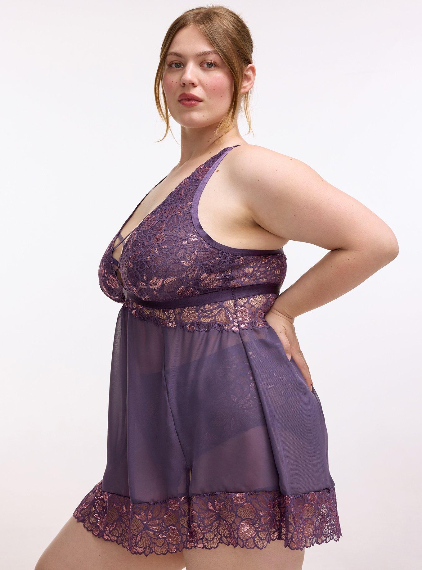 lingerie slip dress Ellie - Slip dresses & Babydolls Plus Size - Moody Butterflies