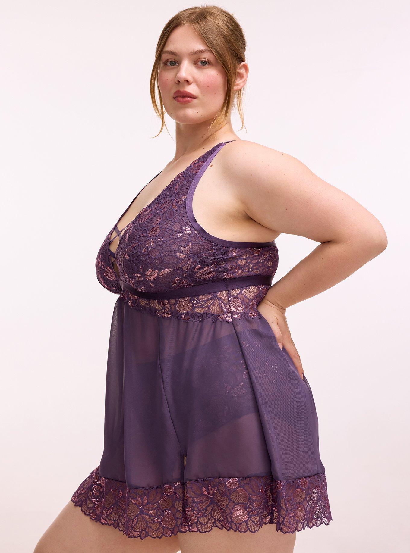 Moody Butterflies Lingerie Slip Dress, BLACKBERRY, alternate