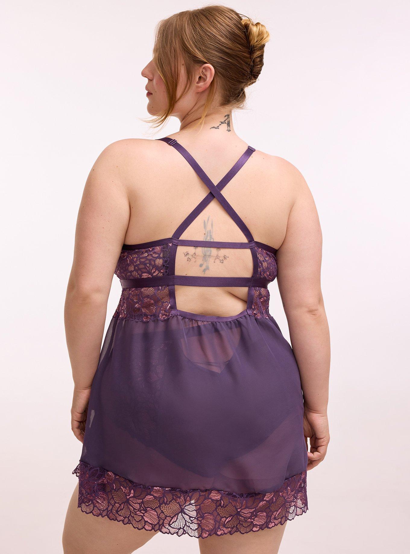 Moody Butterflies Lingerie Slip Dress, BLACKBERRY, alternate