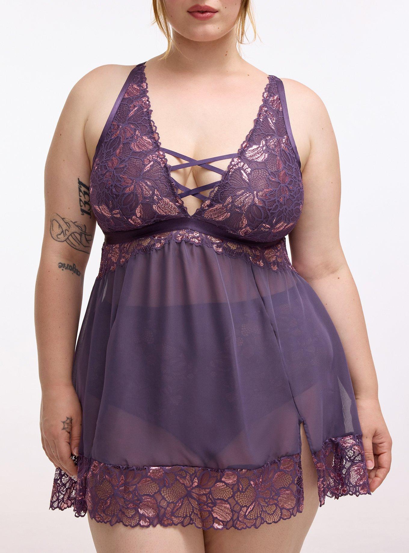 purple lingerie dress Purple Butterfly 3D Embroidery Lingerie