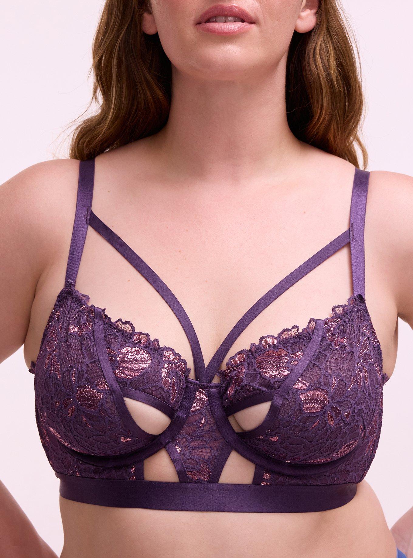 Moody Butterflies Underwire Bralette, BLACKBERRY, alternate