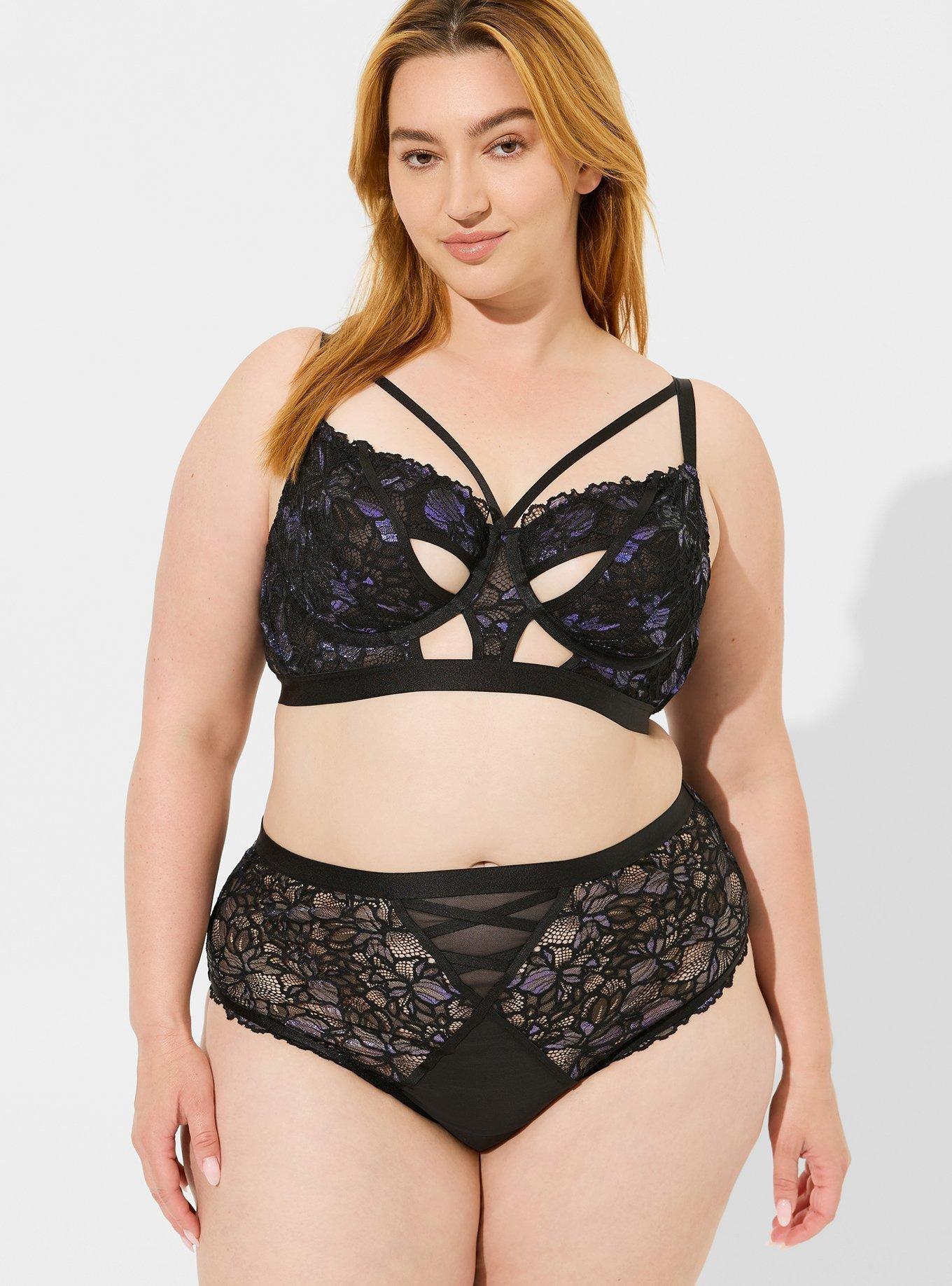 Moody Butterflies Underwire Bralette, RICH BLACK, alternate