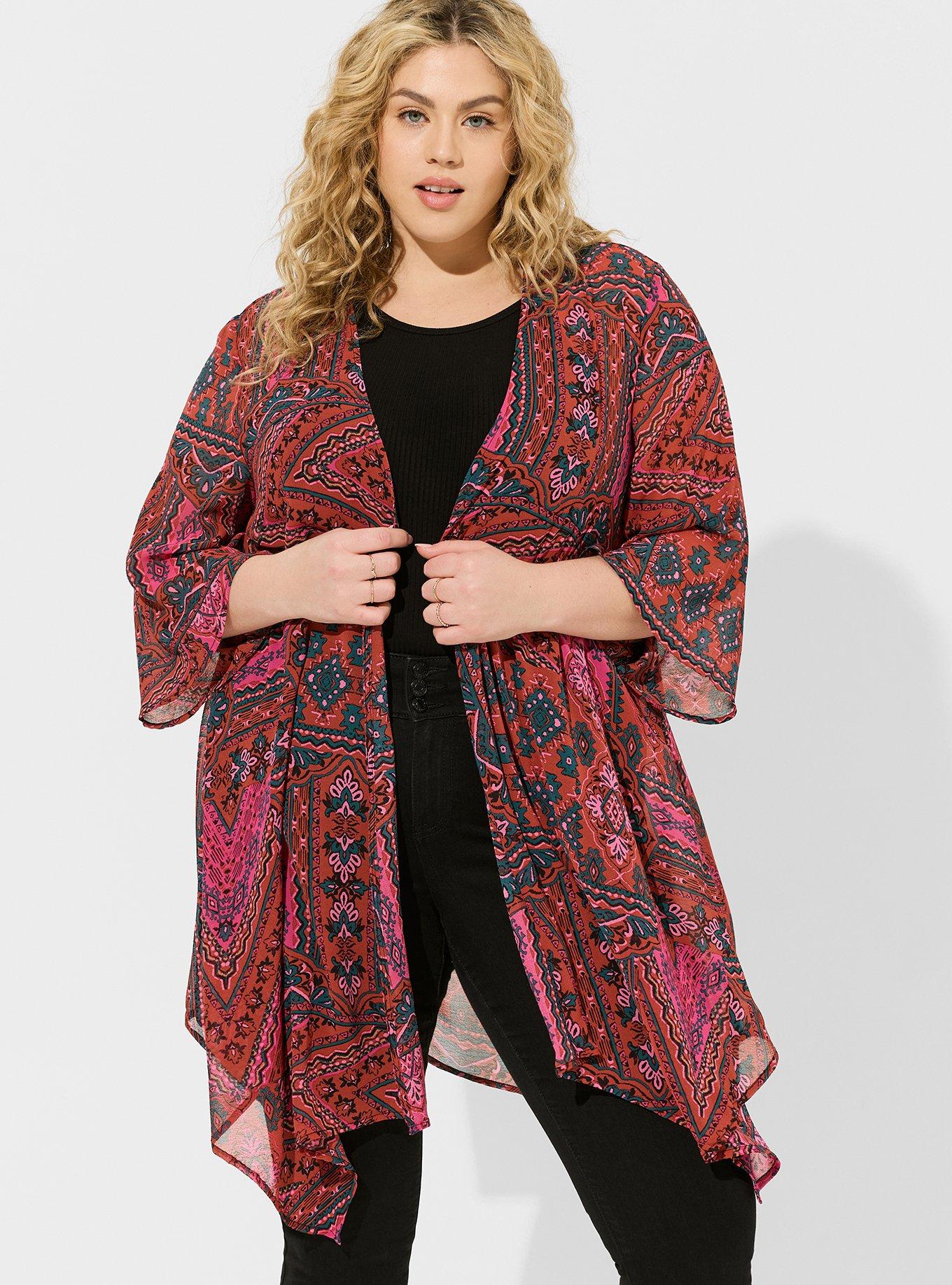 Chiffon Gauze Hanky Hem Kimono