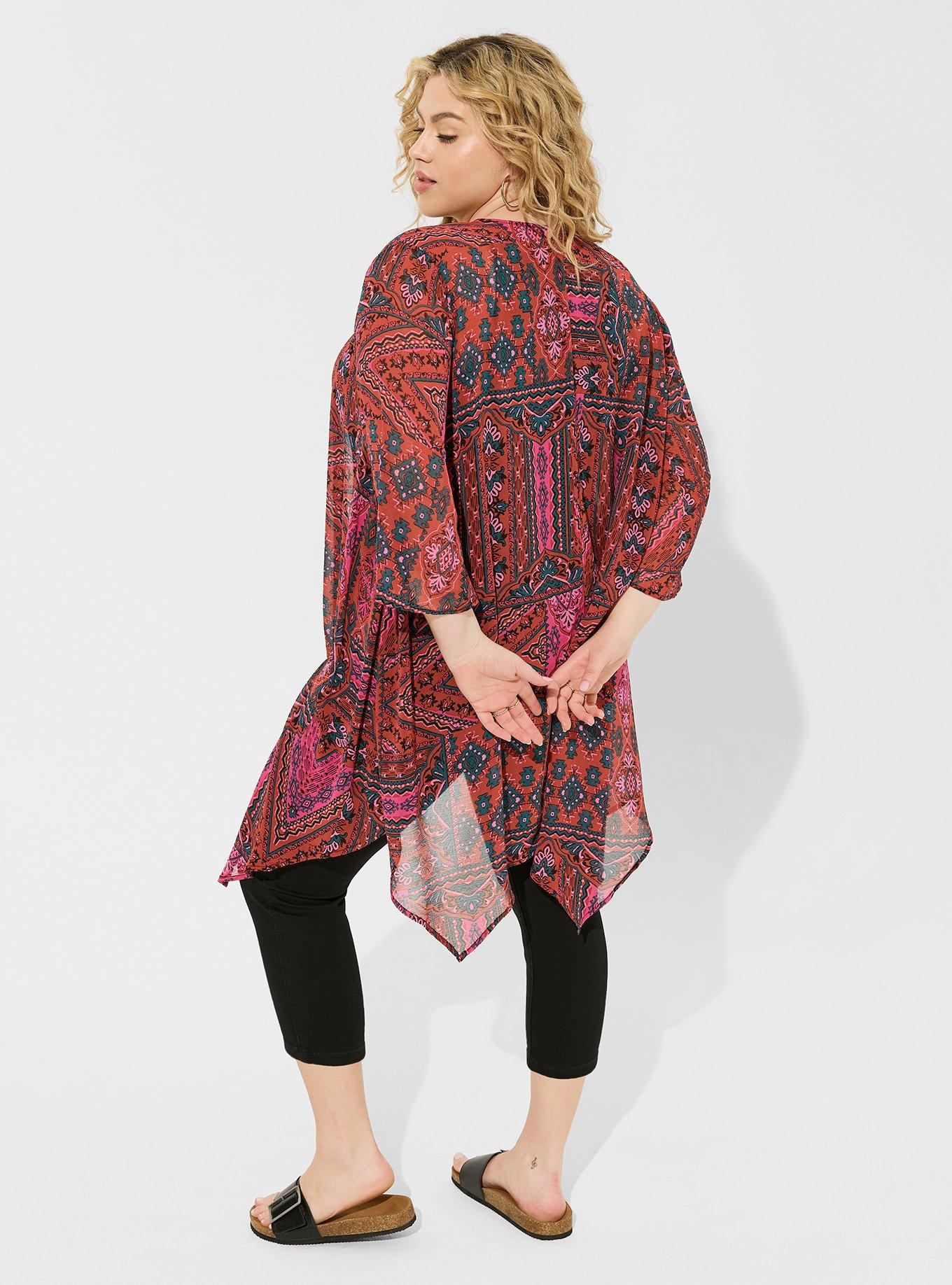 Chiffon Gauze Hanky Hem Kimono