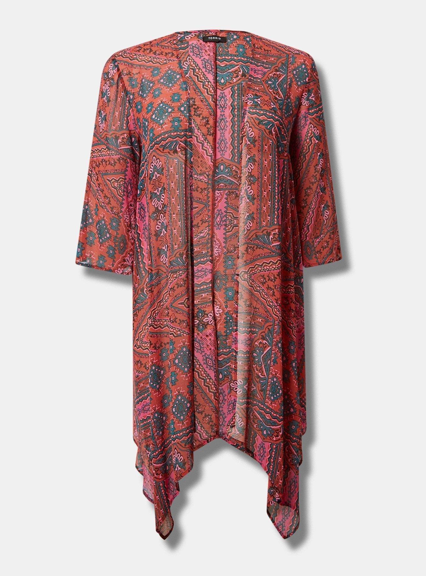 Chiffon Gauze Hanky Hem Kimono