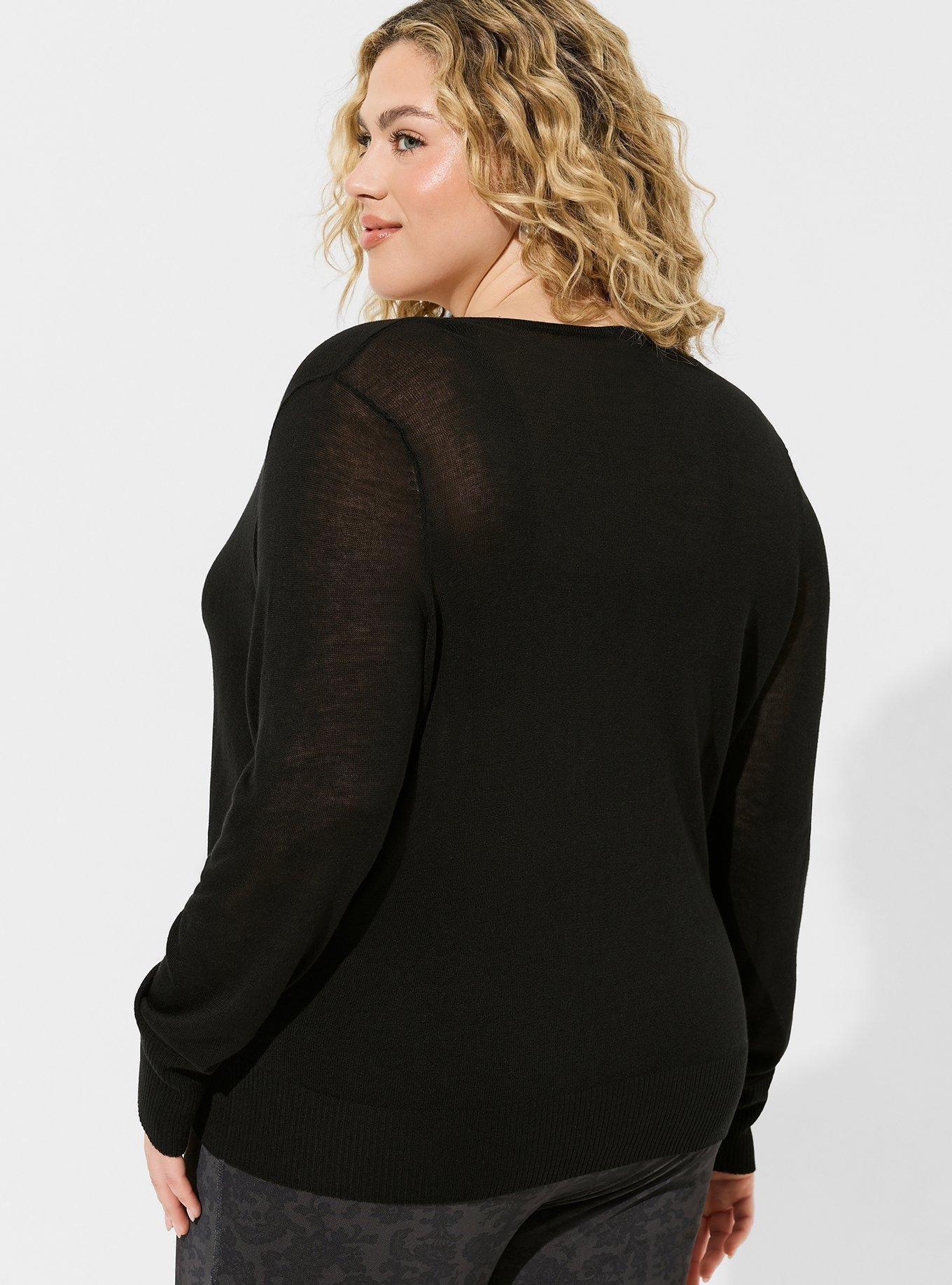 Tissue Weight Pullover Surplice Sweater