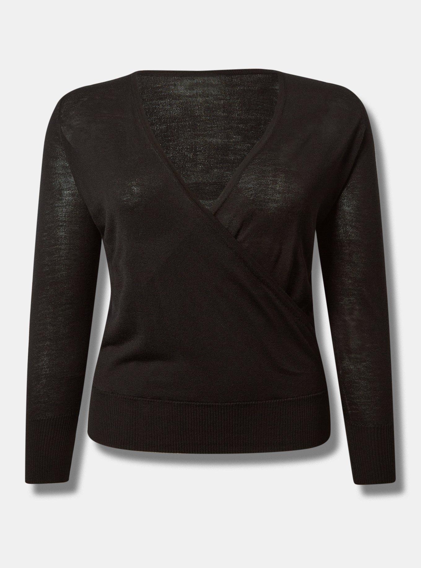 Tissue Weight Pullover Surplice Sweater