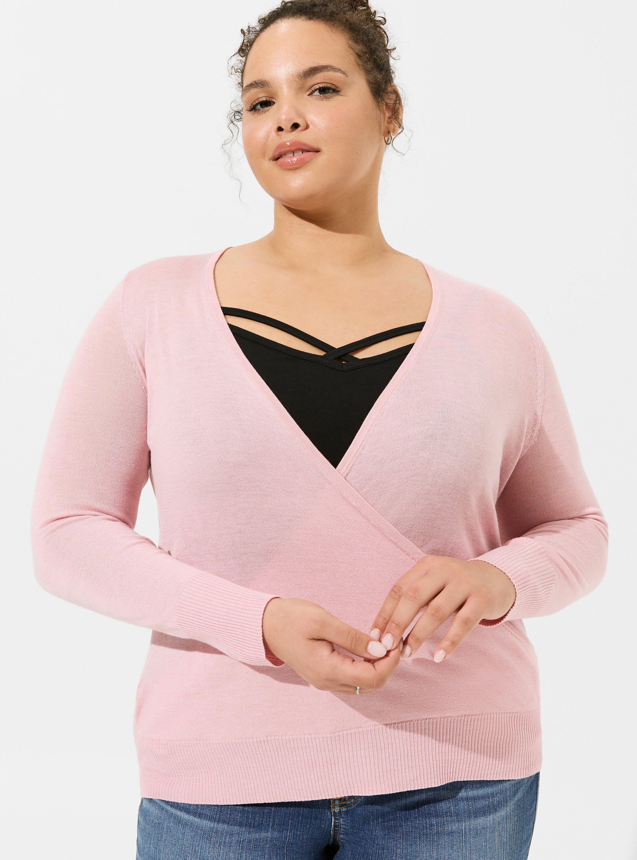 Tissue Weight Pullover Surplice Sweater