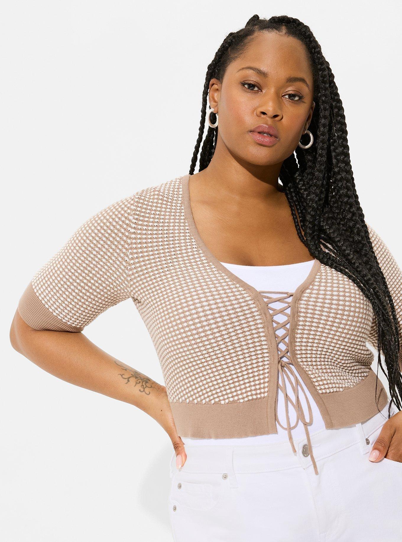 Fitted Lace Up Shrug Sweater