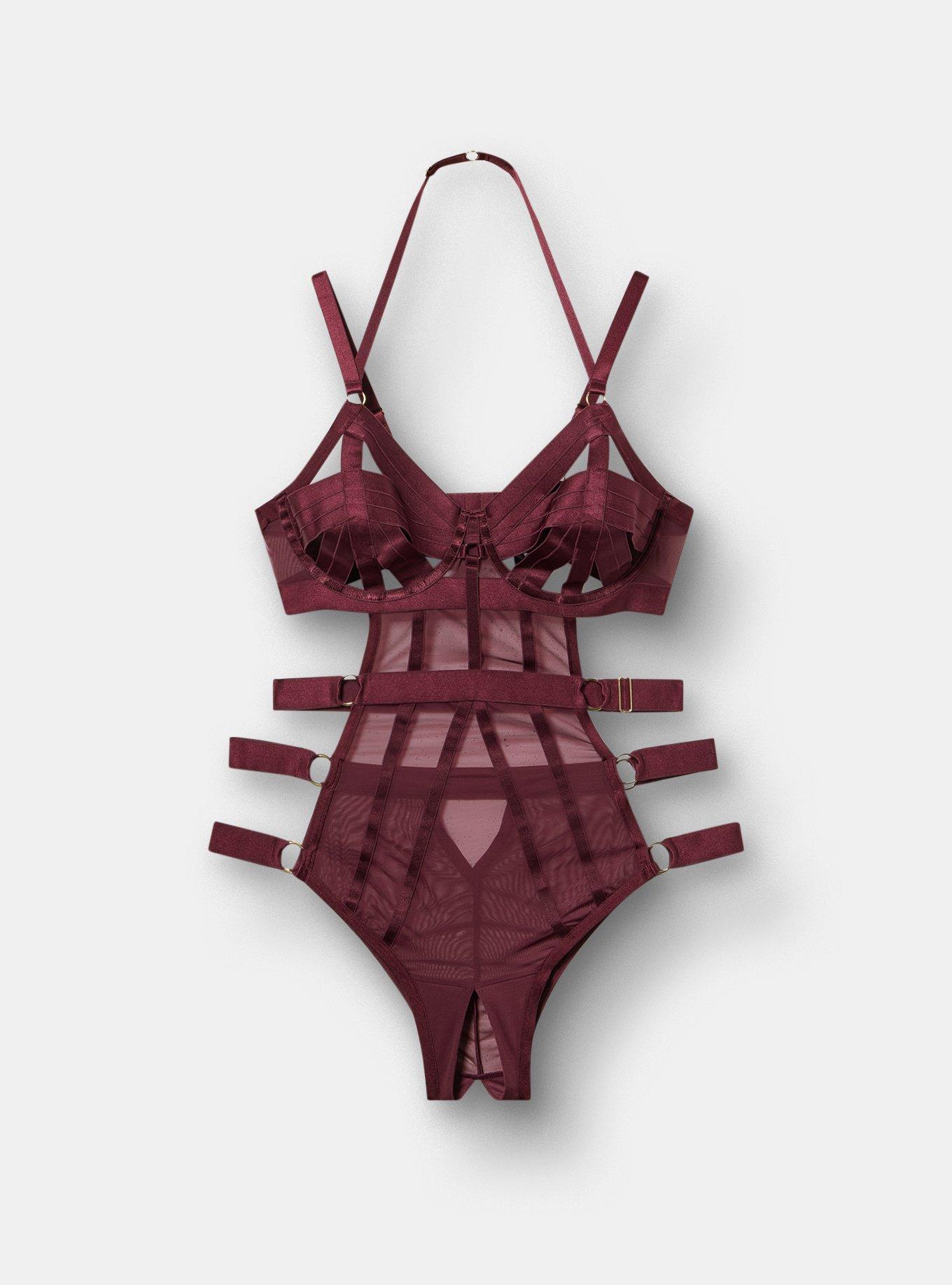 Strappy Cut-Out Bodysuit, FIG, flat