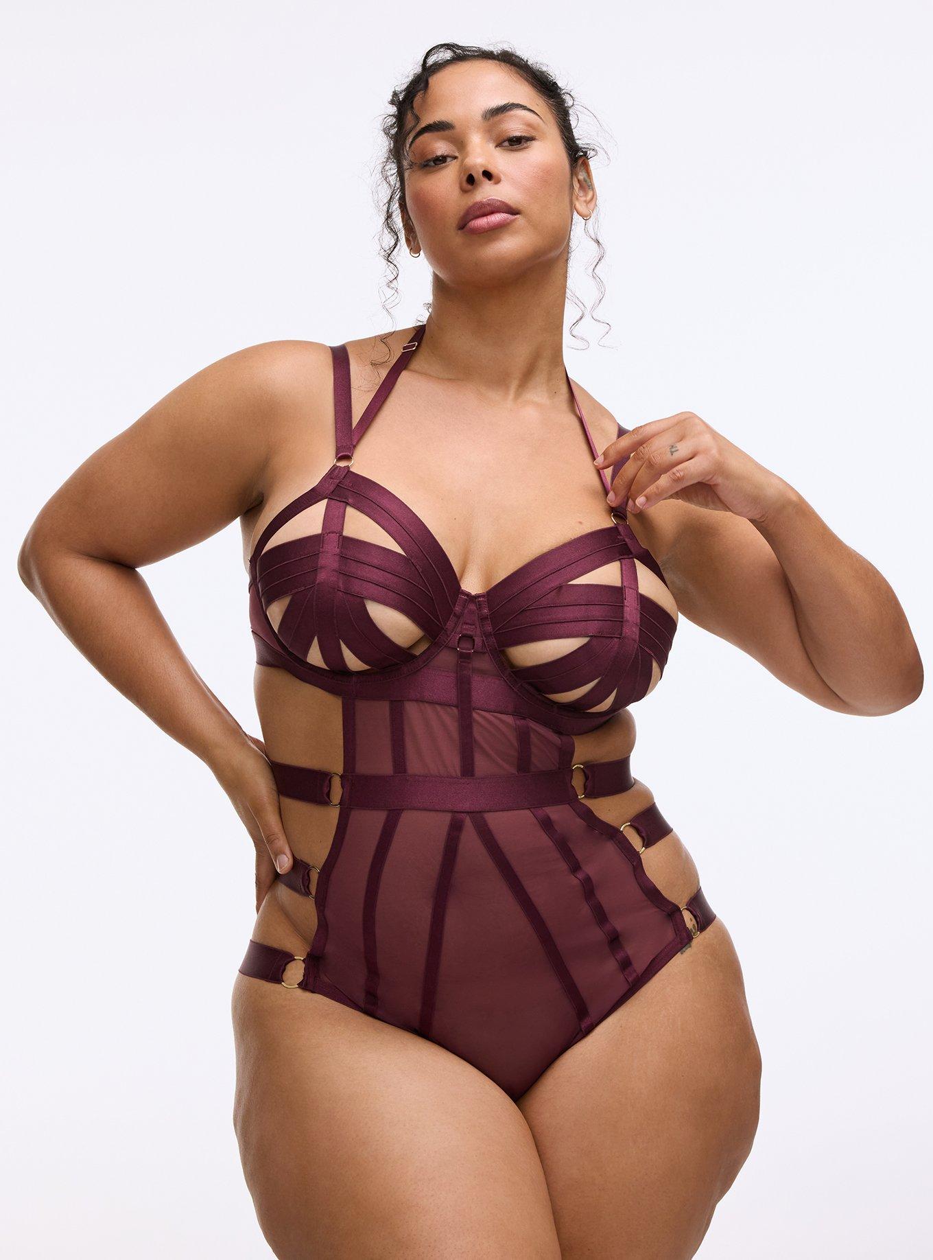 Strappy Cut-Out Bodysuit, FIG, hi-res