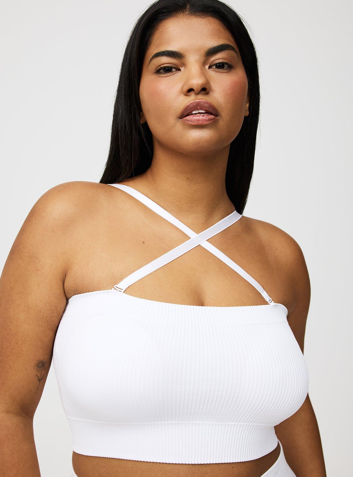 Unlined Seamless Rib Bandeau, BRIGHT WHITE, alternate