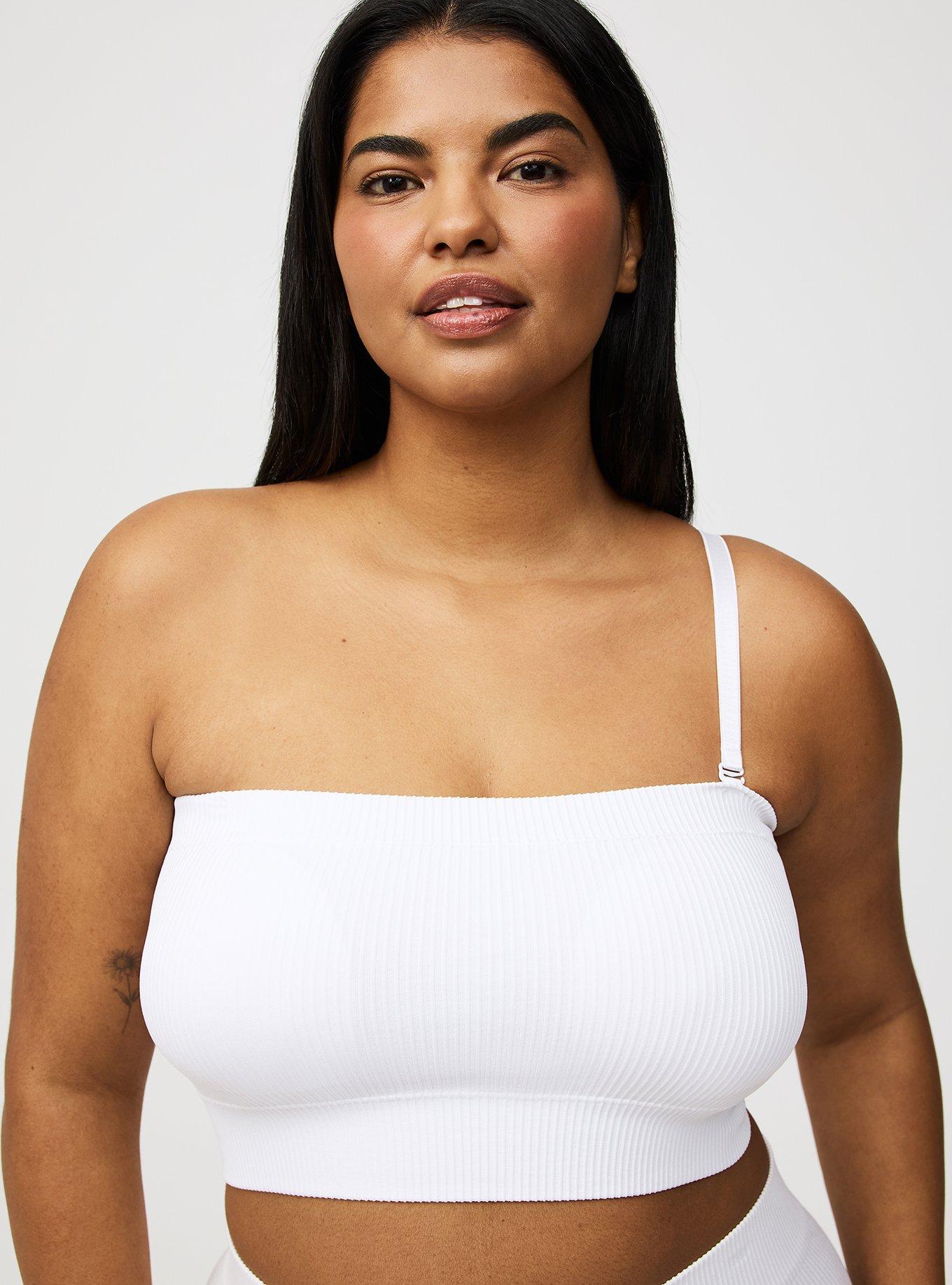 Unlined Seamless Rib Bandeau, BRIGHT WHITE, alternate