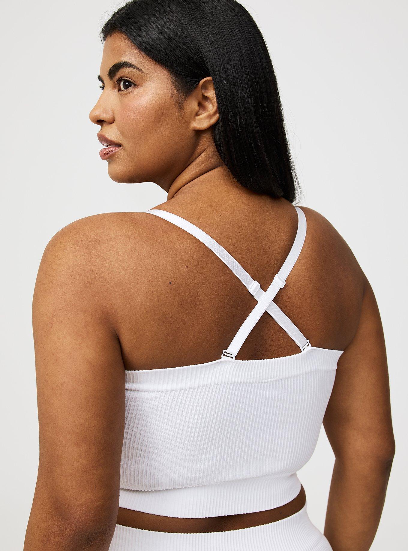 Unlined Seamless Rib Bandeau, BRIGHT WHITE, alternate