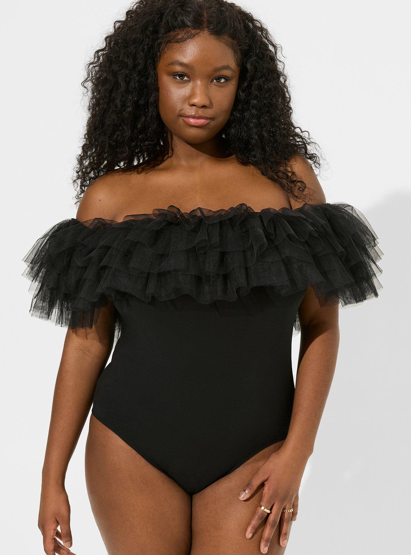 Foxy Off The Shoulder Tulle Bodysuit