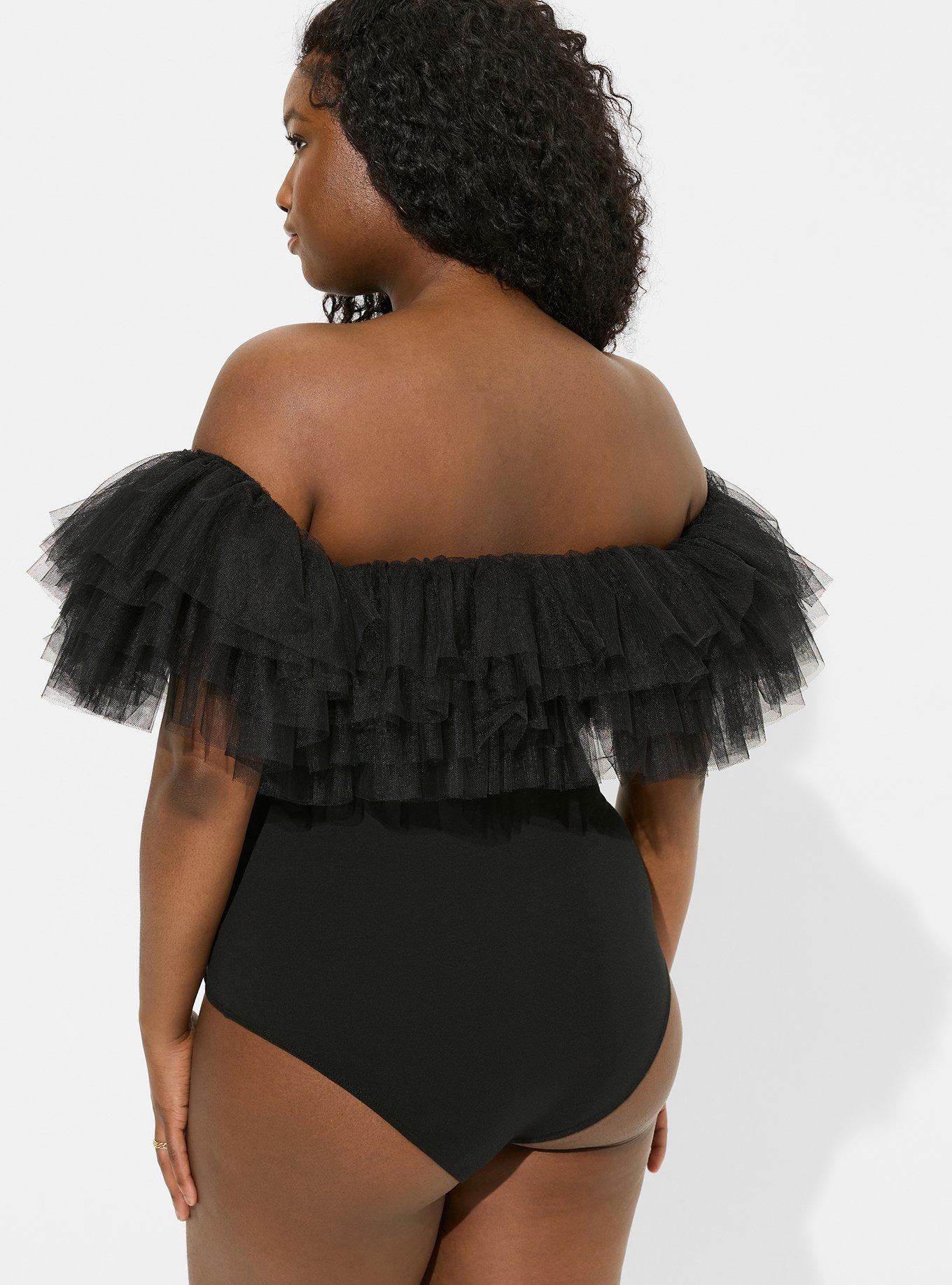 Foxy Off The Shoulder Tulle Bodysuit