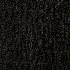 Smocked Stretch Lace Scoop Henley Top, DEEP BLACK, swatch