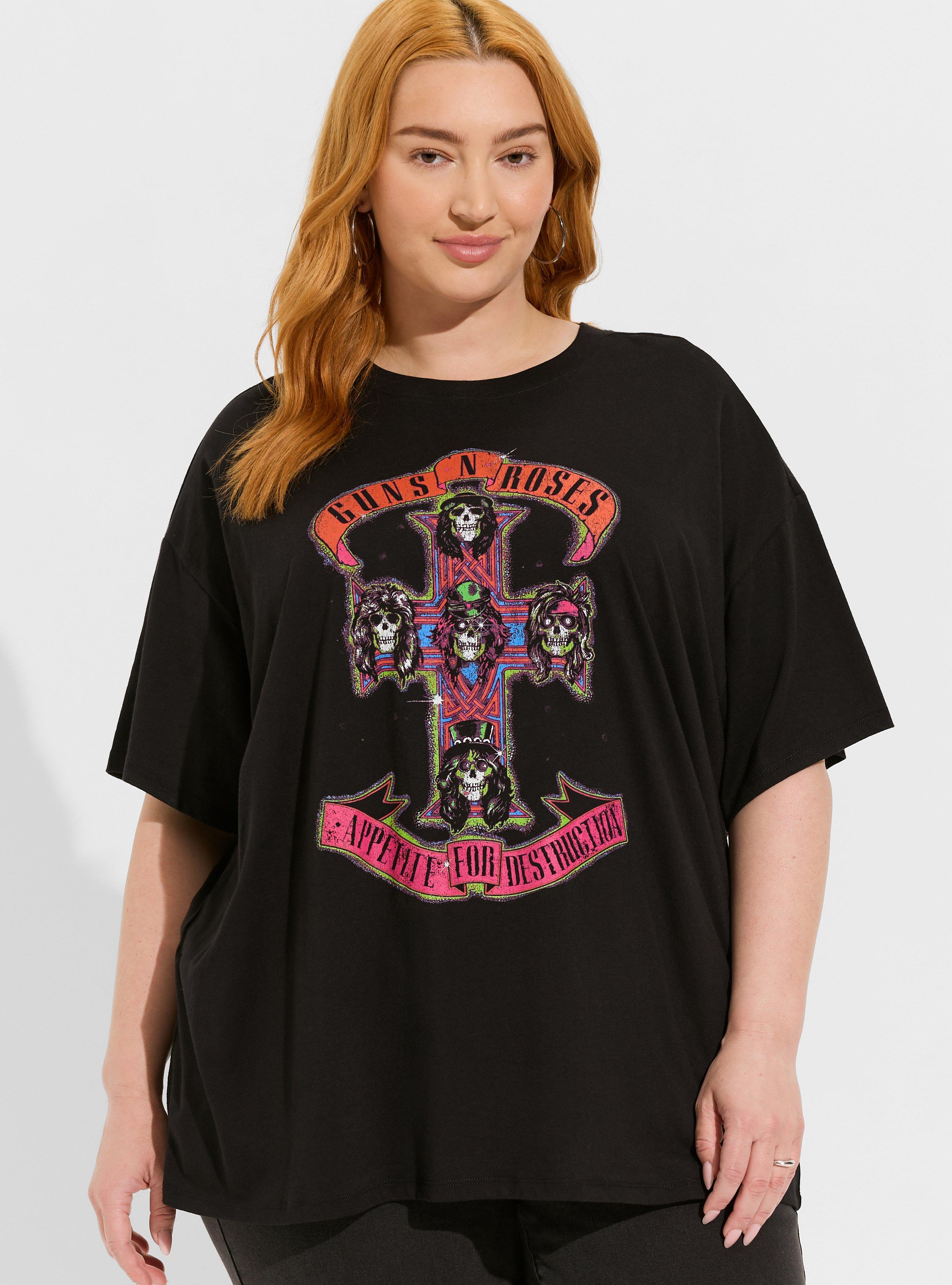 低価格 Plus Torrid - Tee Tunic Cotton Fit Oversized Roses N Guns - Size トップス
