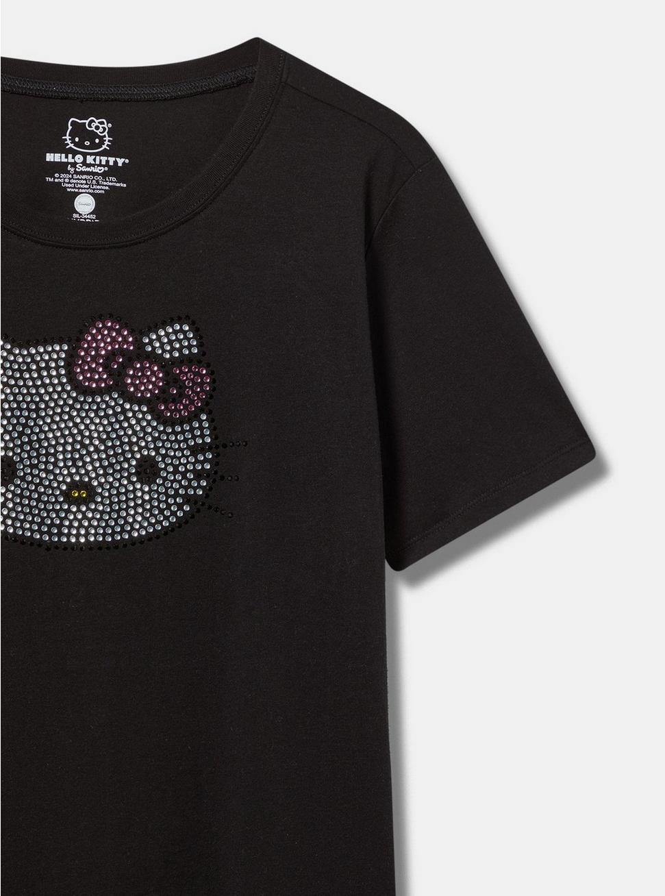 Plus Size - Hello Kitty Classic Fit Cotton Rhinestone Crew Plus Size - Hello Kitty Classic Fit Cotton Rhinestone Crew