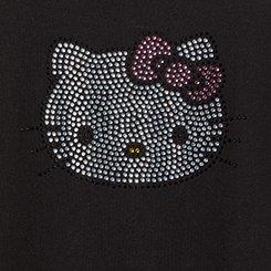 Hello Kitty Classic Fit Cotton Rhinestone Crew Tee, DEEP BLACK, swatch