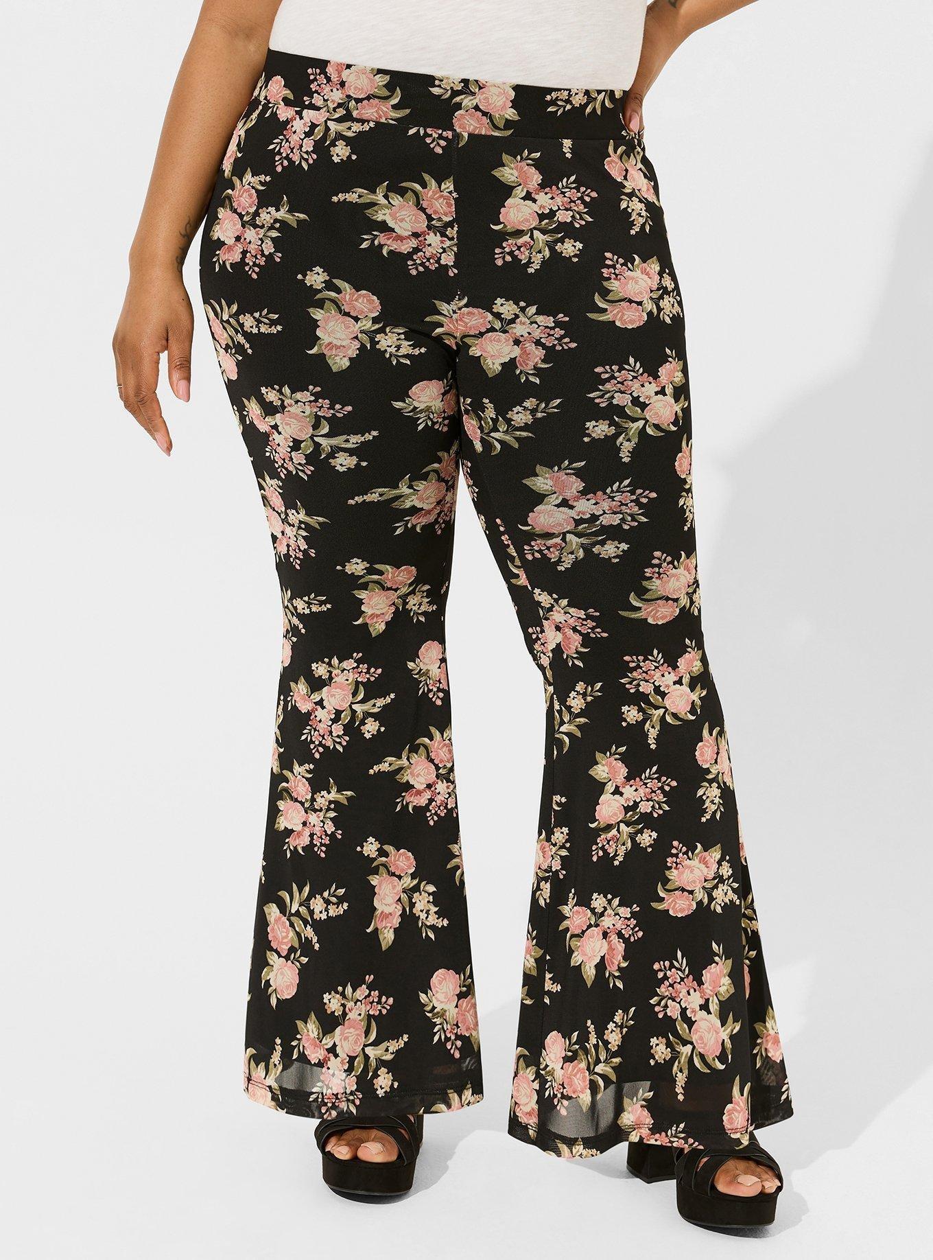 Pull On Mesh Flare, BONITA FLORAL DEEP BLACK, alternate