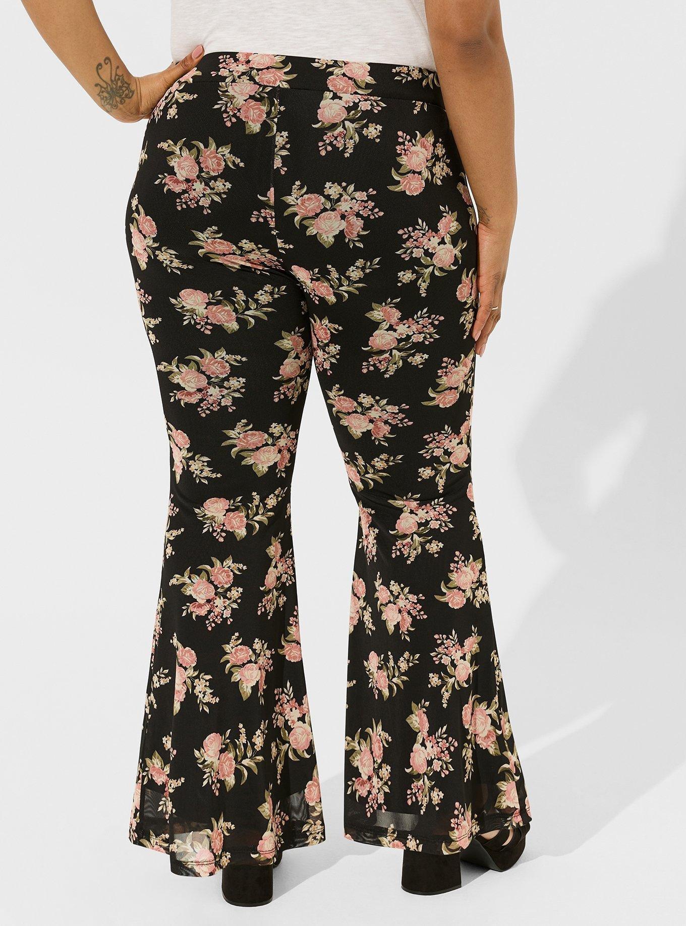 Pull On Mesh Flare, BONITA FLORAL DEEP BLACK, alternate