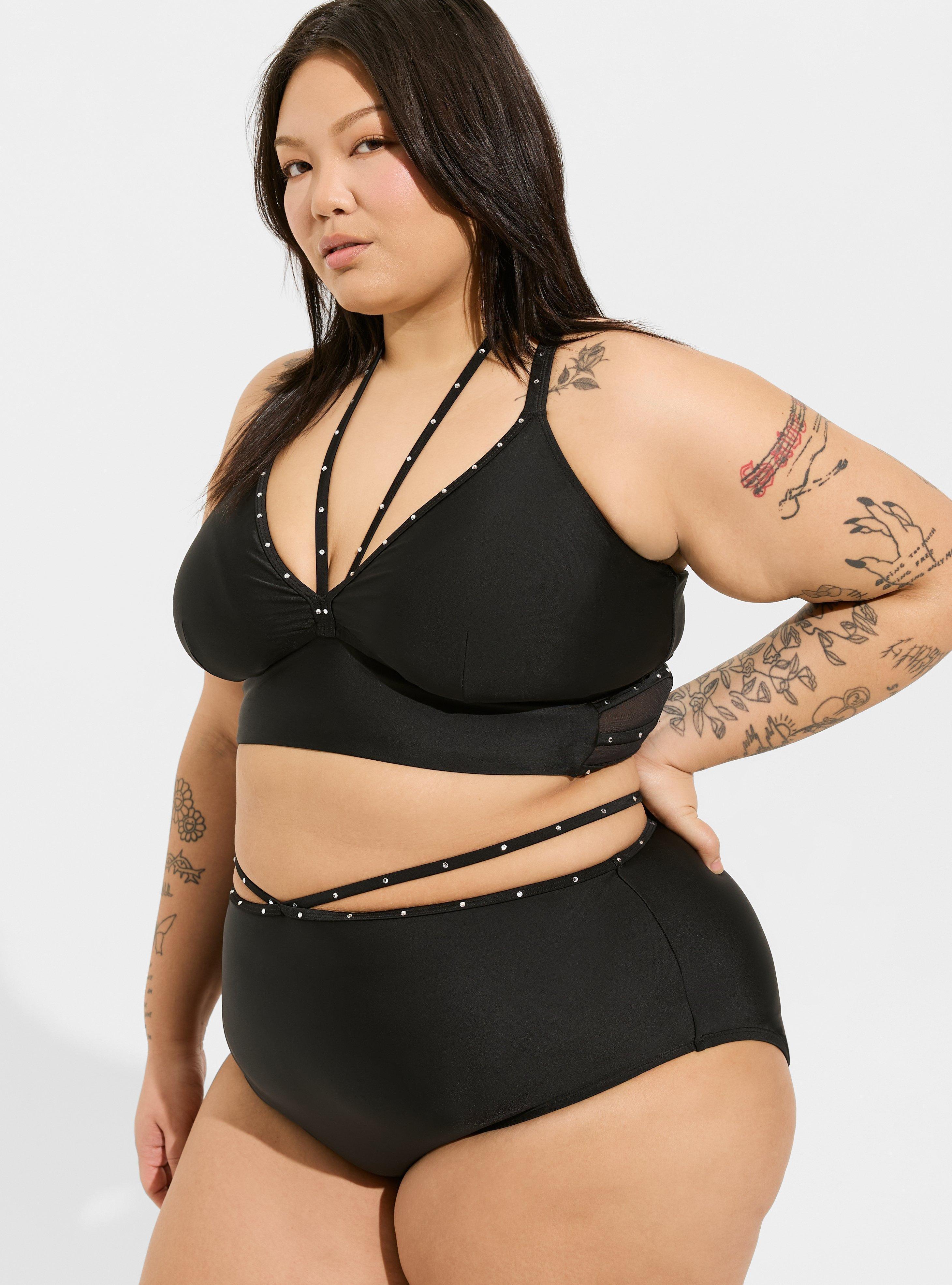 Plus Size Wireless Rhinestone Triangle Bikini Top Torrid