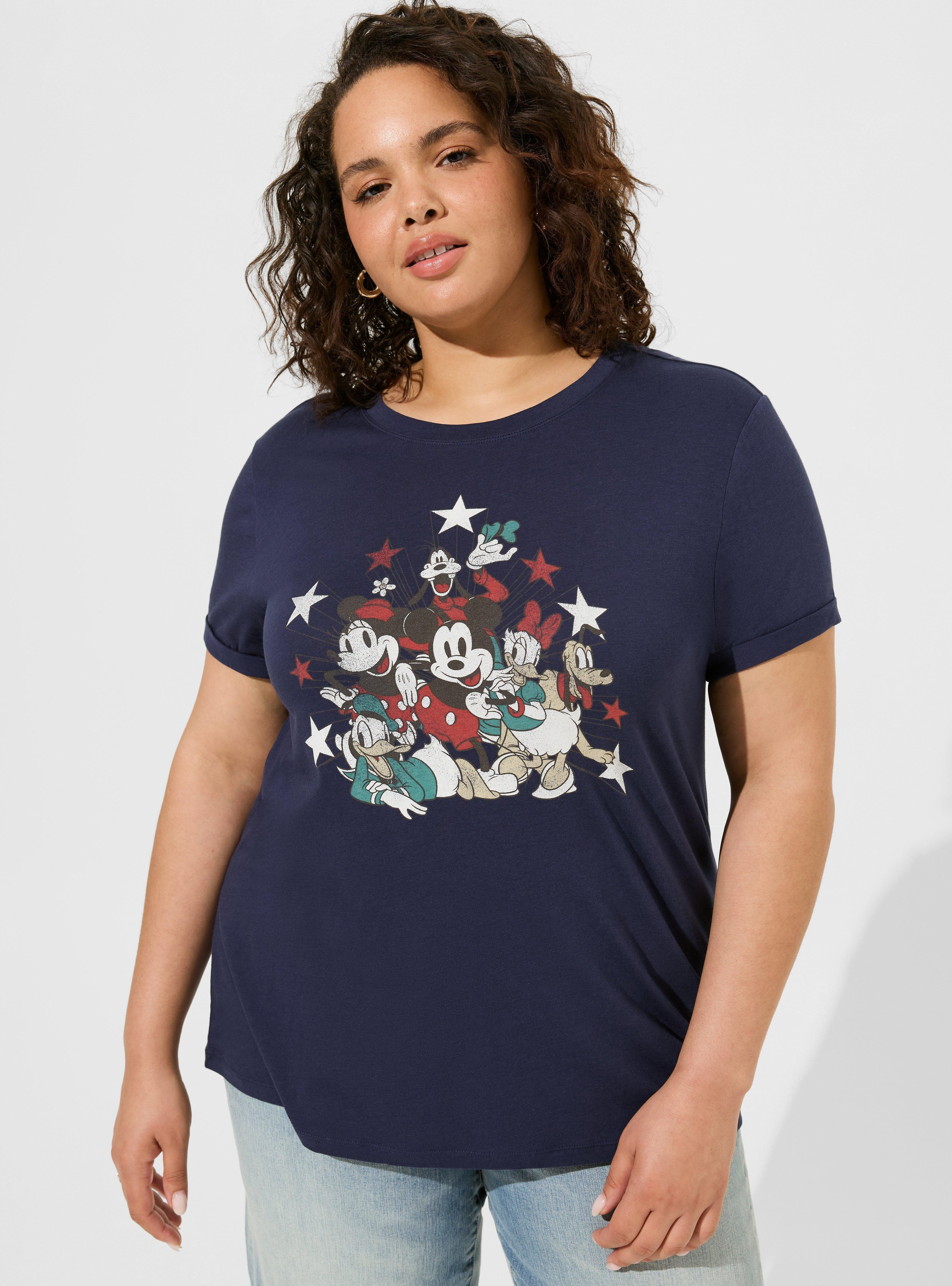 Disney Mickey Friends Americana Roll Sleeve Top