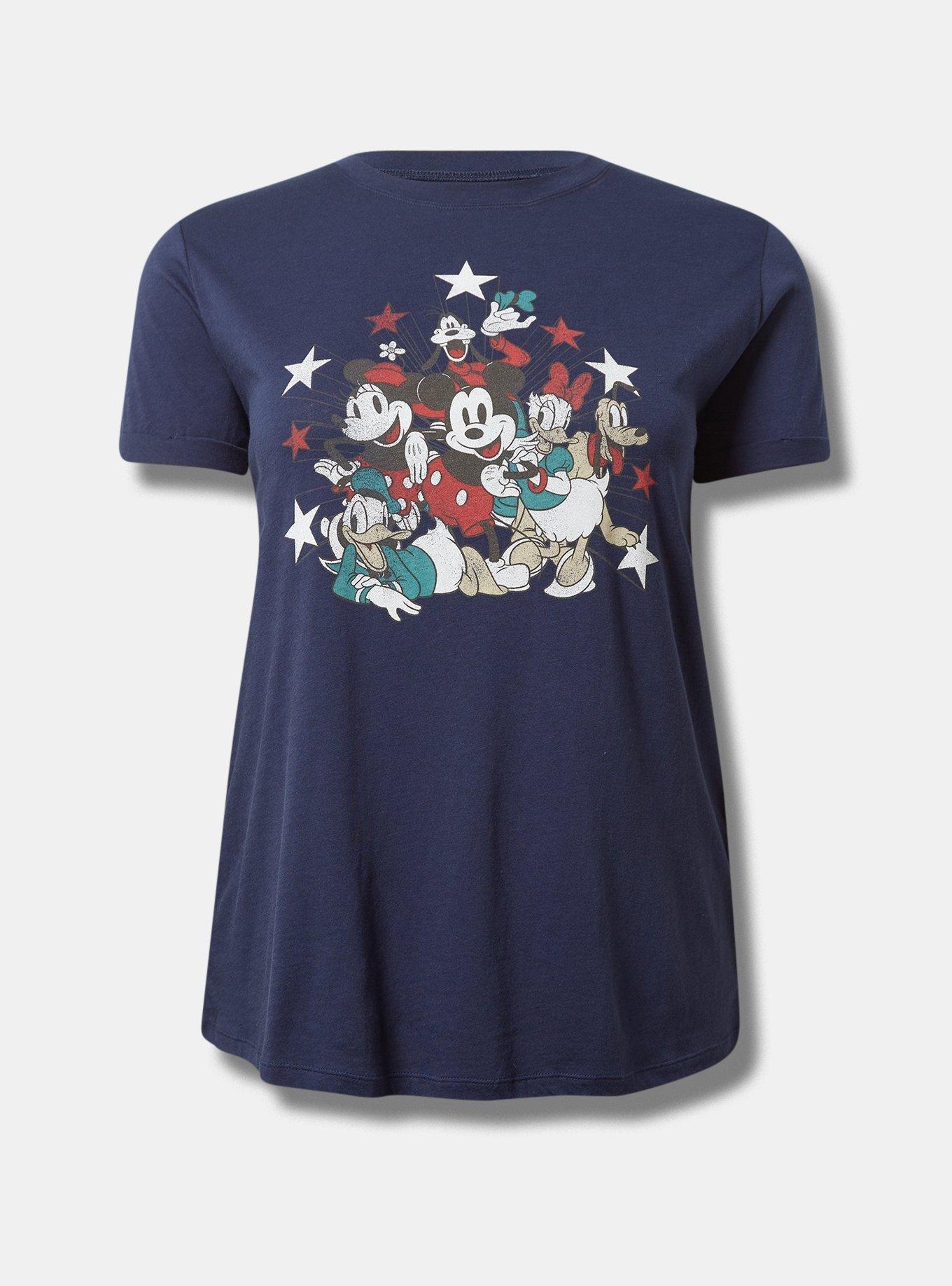 Disney Mickey Friends Americana Roll Sleeve Top