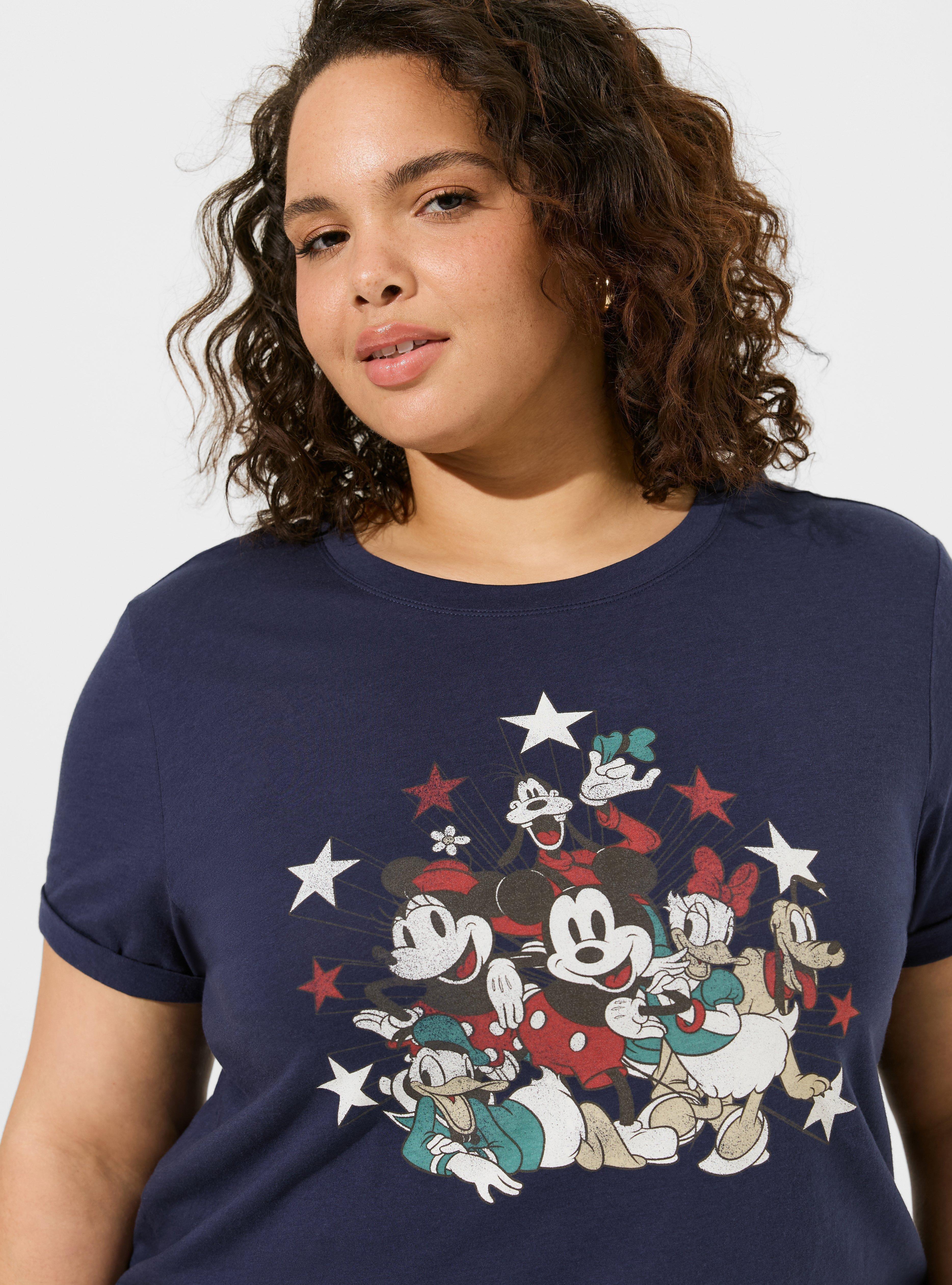 Disney Mickey Friends Americana Roll Sleeve Top