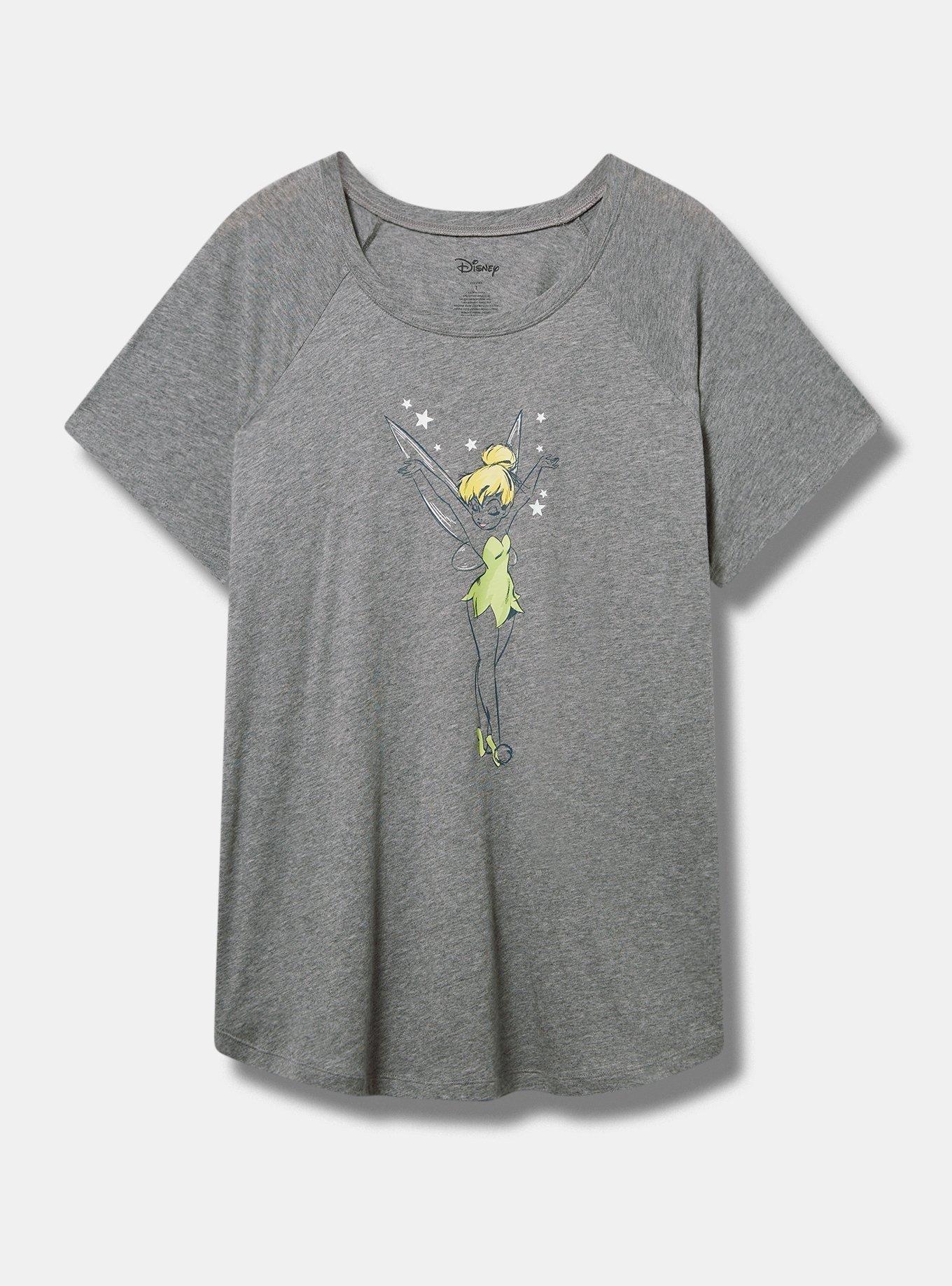 Disney Tinkerbell Short Sleeve Raglan Top, LIGHT HEATHER GREY, hi-res