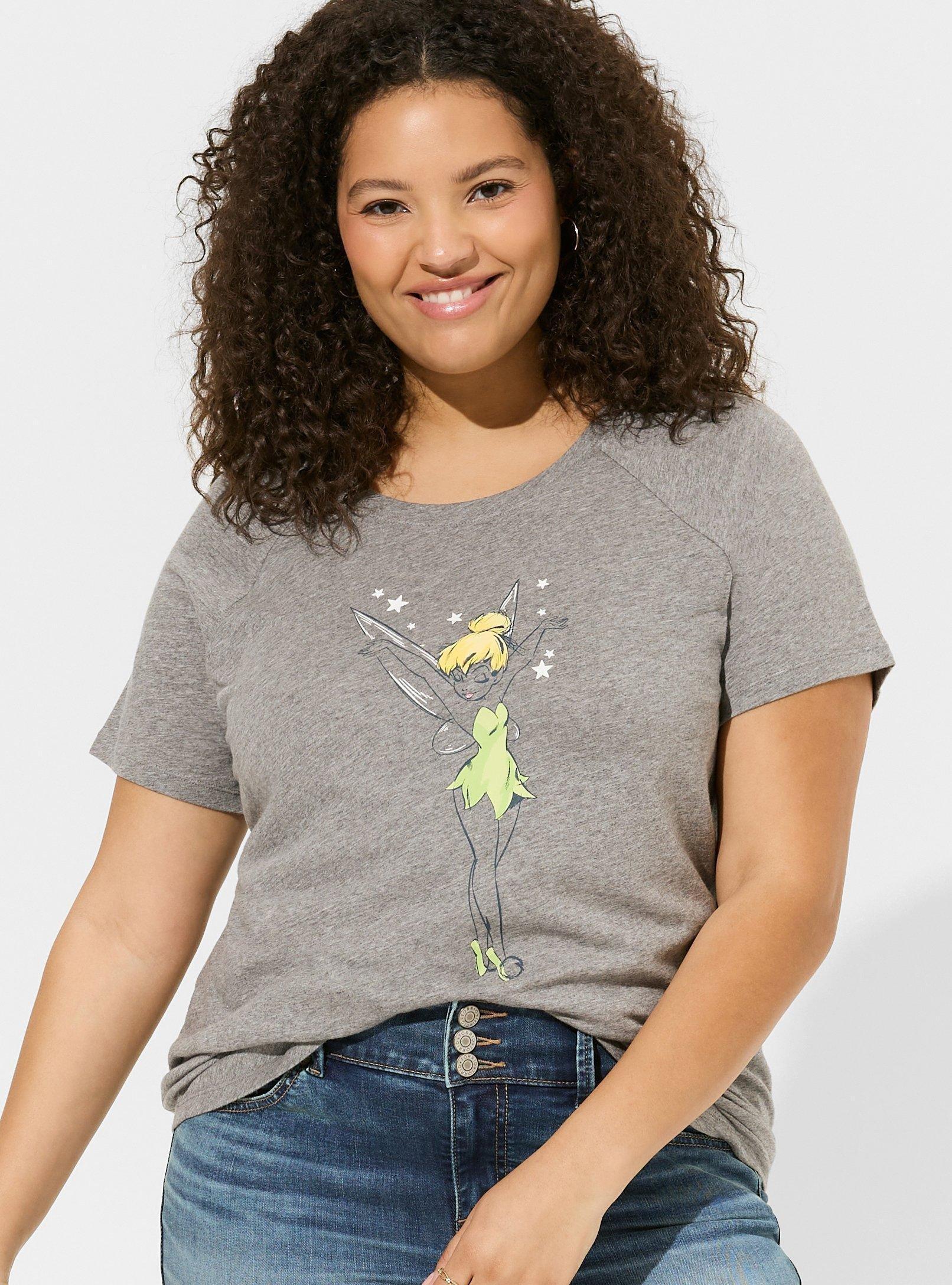 Disney Tinkerbell Short Sleeve Raglan Top, LIGHT HEATHER GREY, hi-res