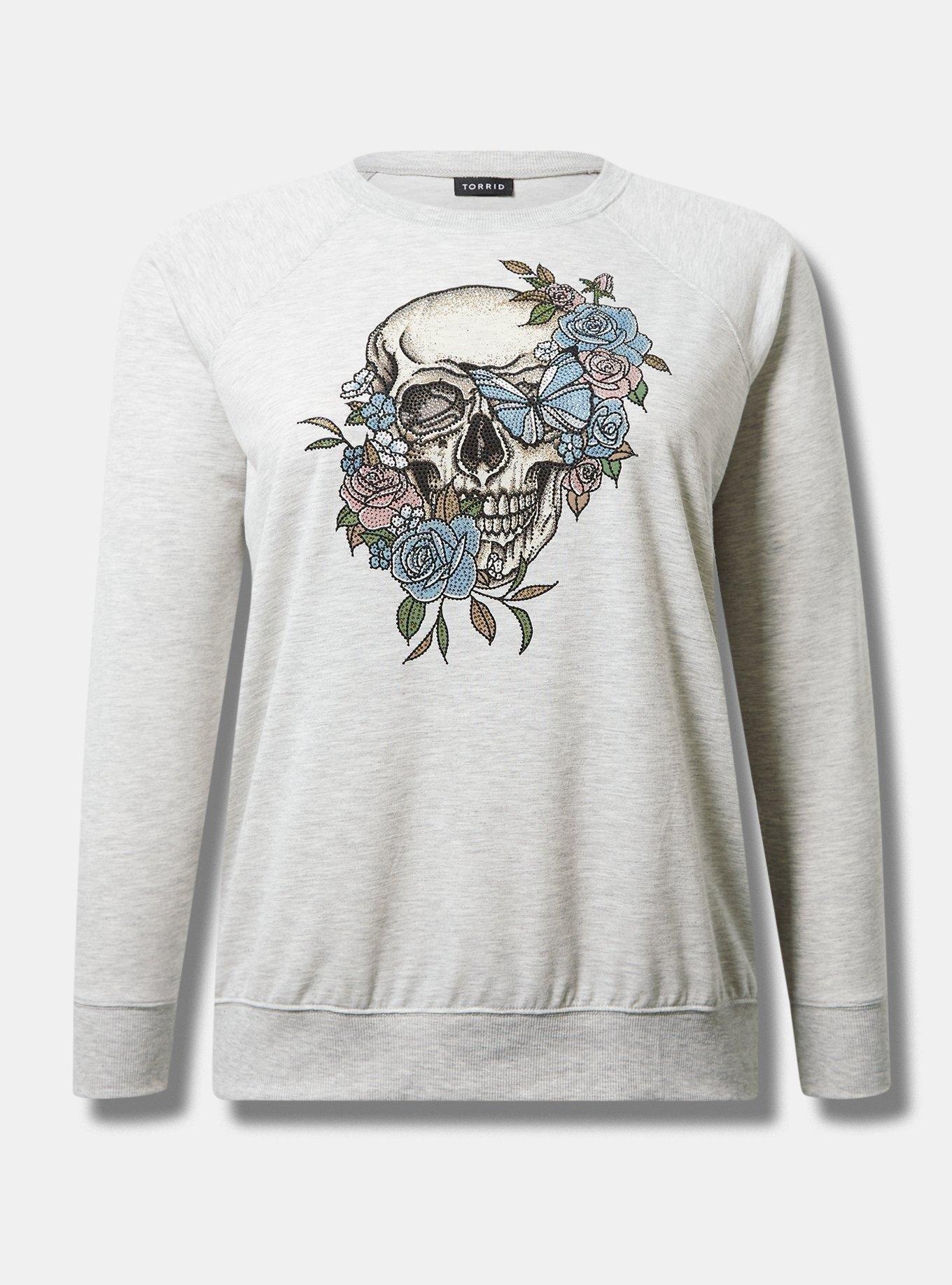 Plus Size Embellished Skull French Terry Sweatshirt Torrid