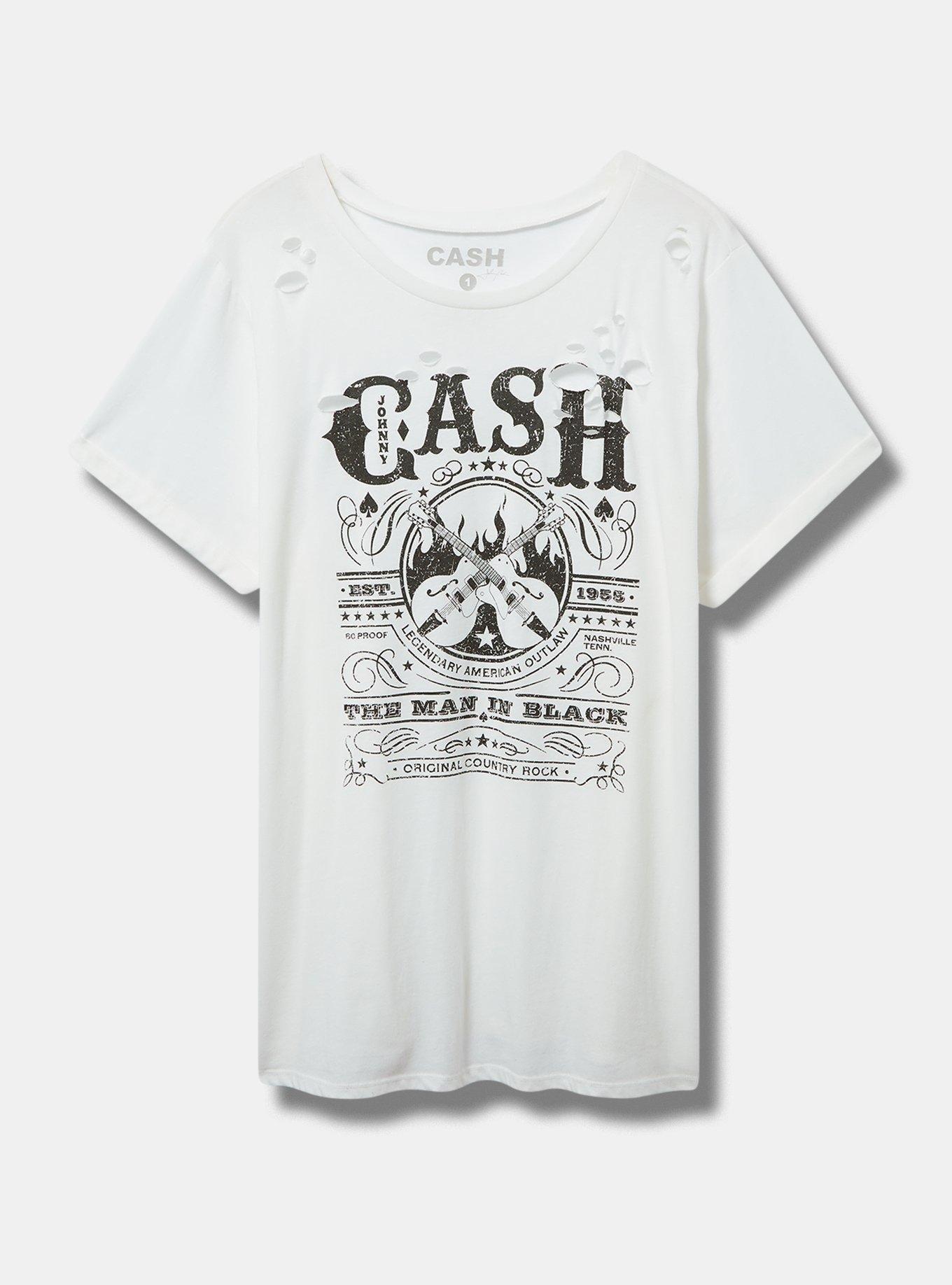 Johnny Cash Relaxed Fit Cotton Distressed Tee