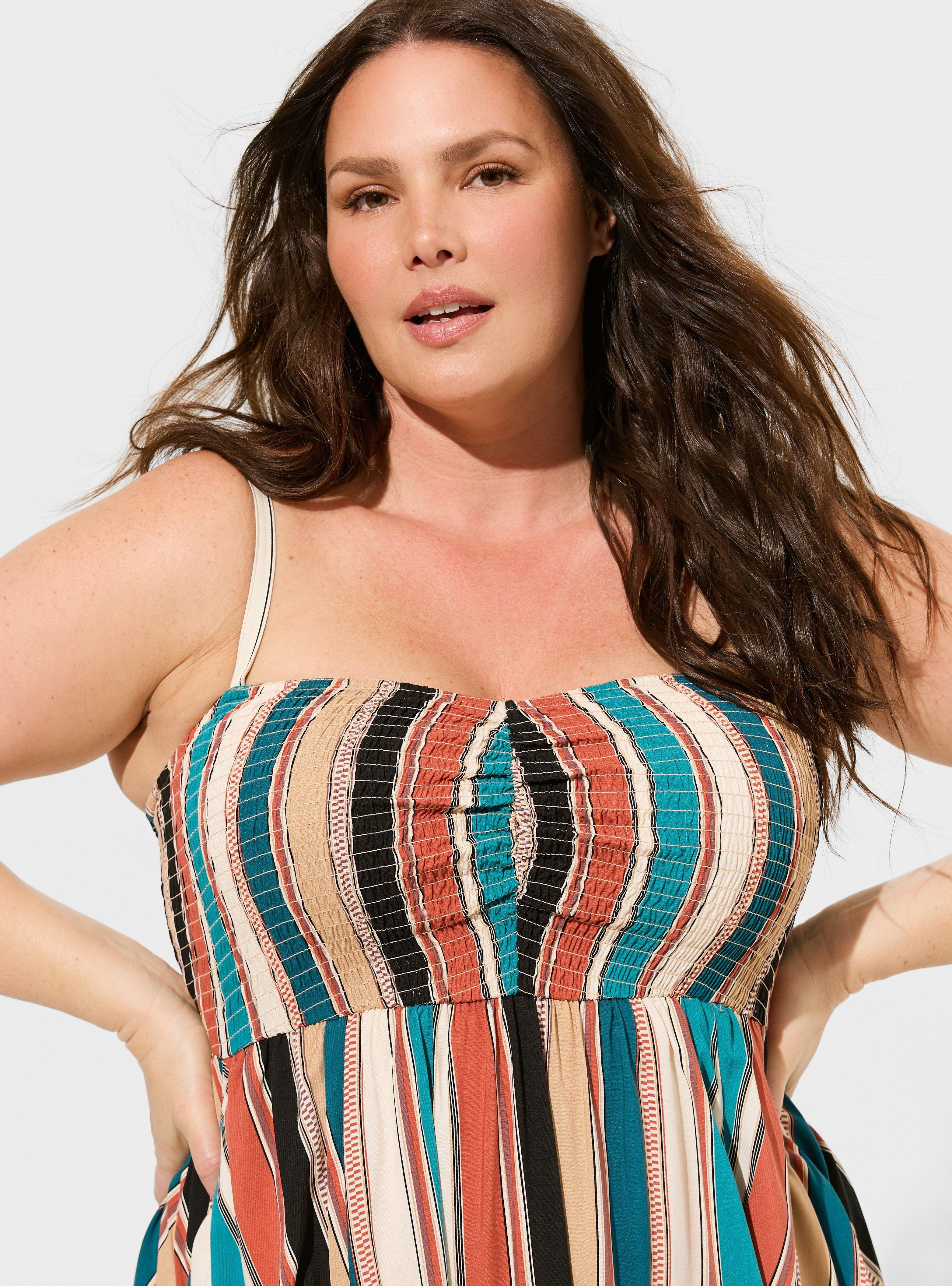 Midi Challis Sweetheart Smocked Bust Dress