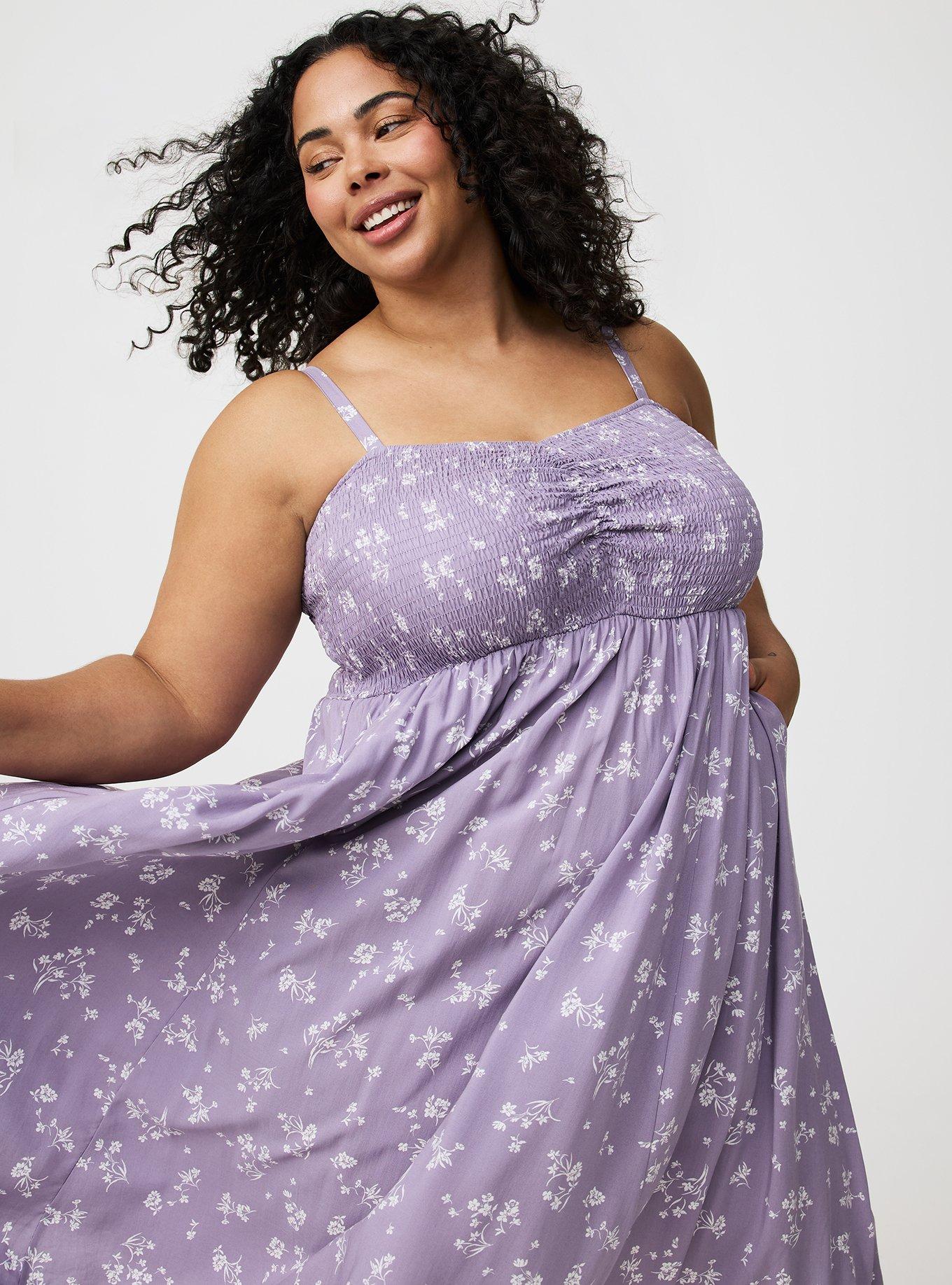 Midi Challis Sweetheart Smocked Bust Dress